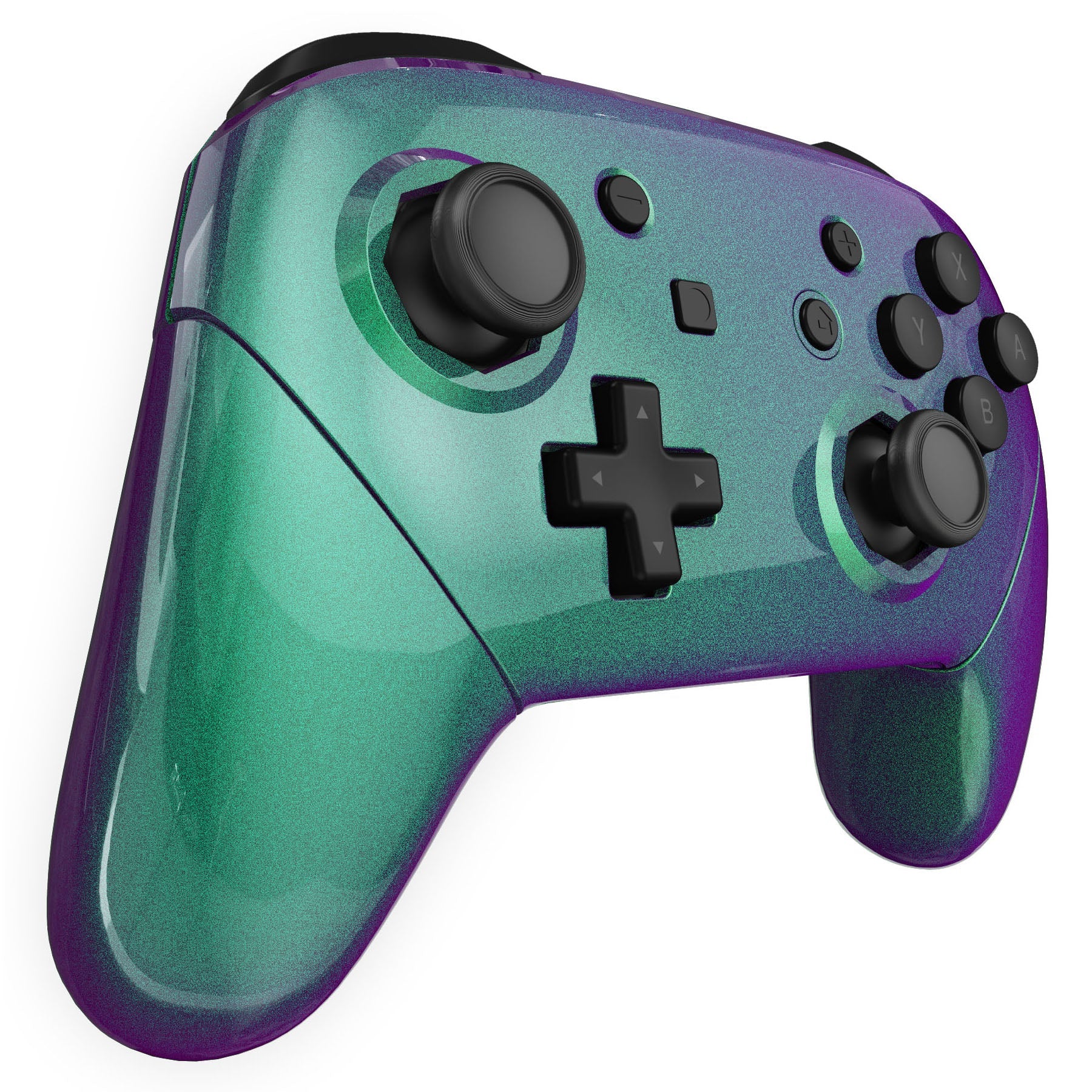eXtremeRate Octagonal Gated Sticks Design Replacement Full Set Shell Faceplate Backplate Handles for Nintendo Switch Pro - Chameleon Green Purple - Image 7