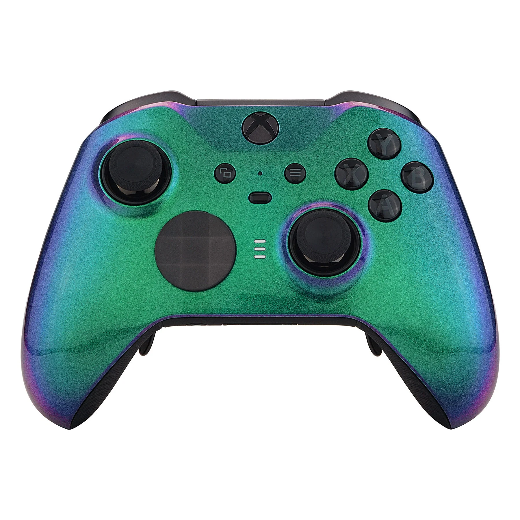 eXtremeRate Replacement Front Housing Shell Case with Accent Rings for Xbox One Elite Series 2 & Elite 2 Core Controller (Model 1797) - Chameleon Green Purple - Image 2