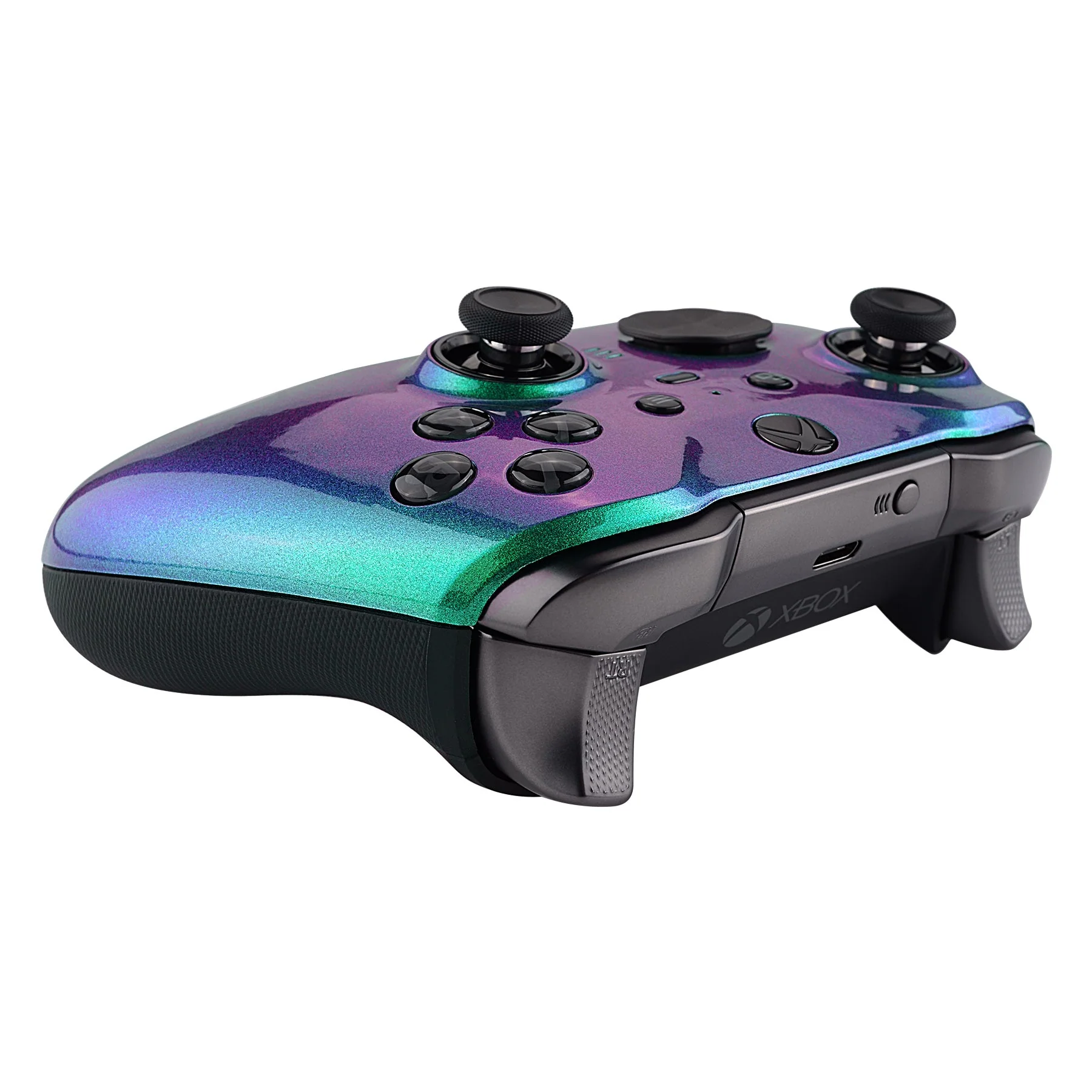 eXtremeRate Replacement Front Housing Shell Case with Accent Rings for Xbox One Elite Series 2 & Elite 2 Core Controller (Model 1797) - Chameleon Green Purple - Image 7