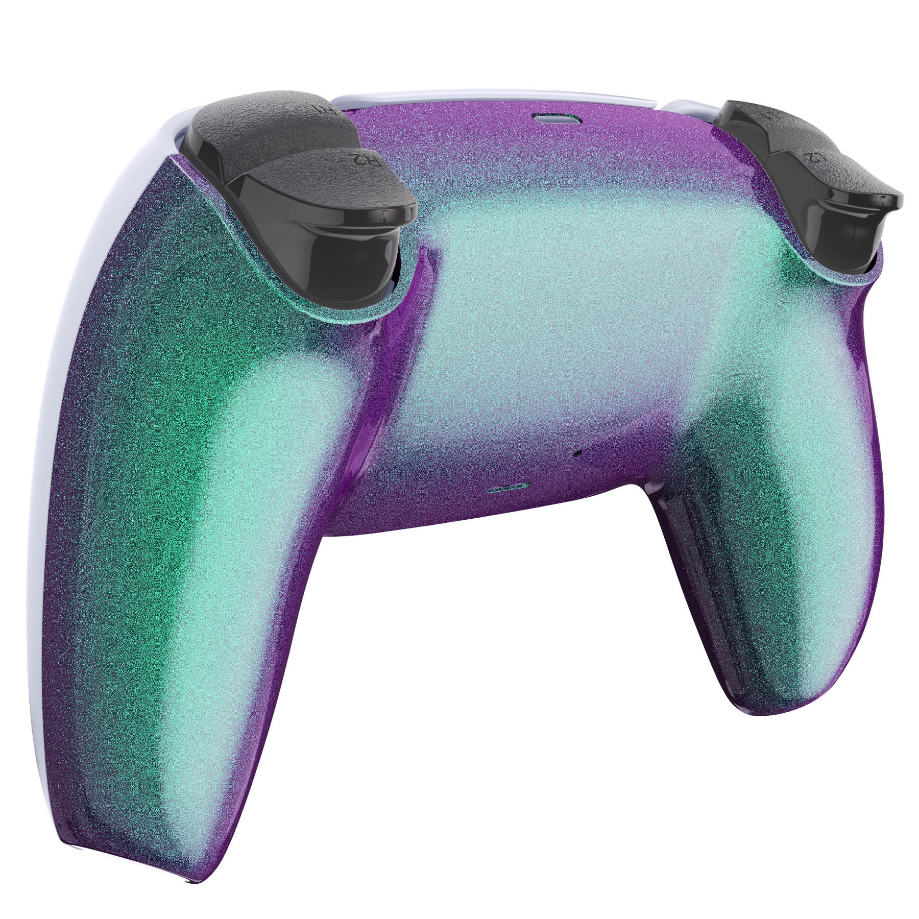 eXtremeRate Replacement Back Housing Bottom Shell Compatible with PS5 Controller BDM-010/020/030/040/050 - Chameleon Green Purple Glossy - Image 4