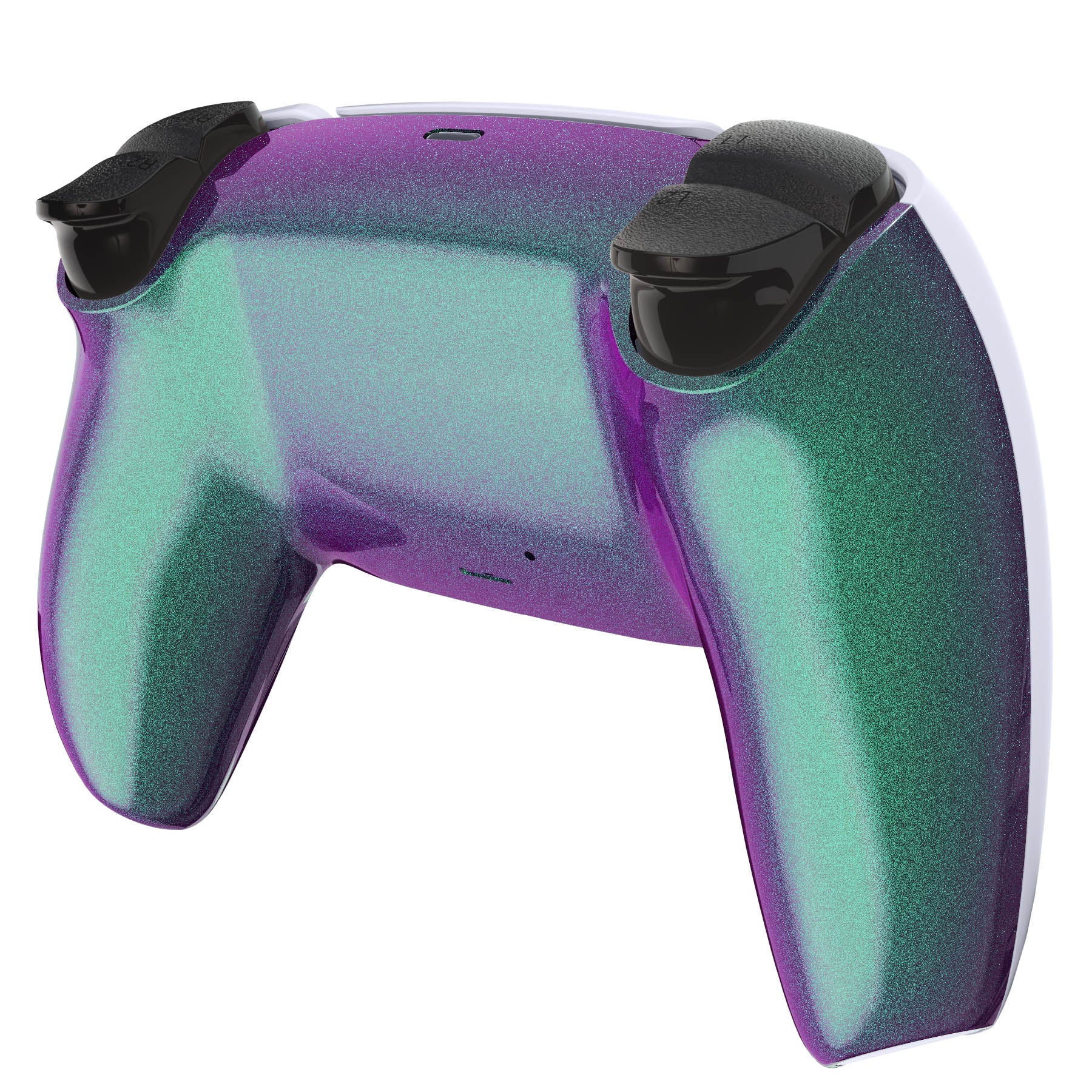 eXtremeRate Replacement Back Housing Bottom Shell Compatible with PS5 Controller BDM-010/020/030/040/050 - Chameleon Green Purple Glossy - Image 5