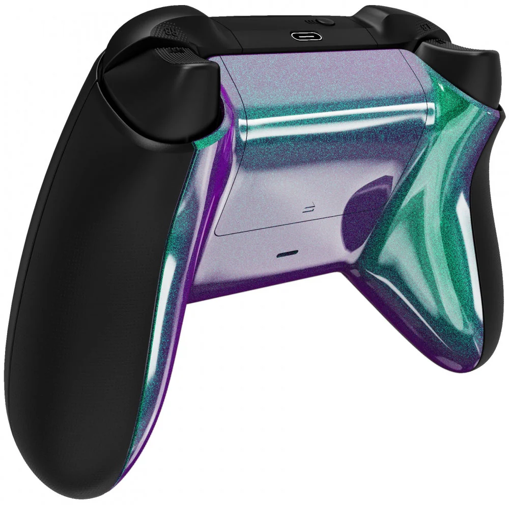 eXtremeRate Replacement Bottom Shell with Battery Cover for Xbox Series X & S Controller - Chameleon Green Purple - Image 5