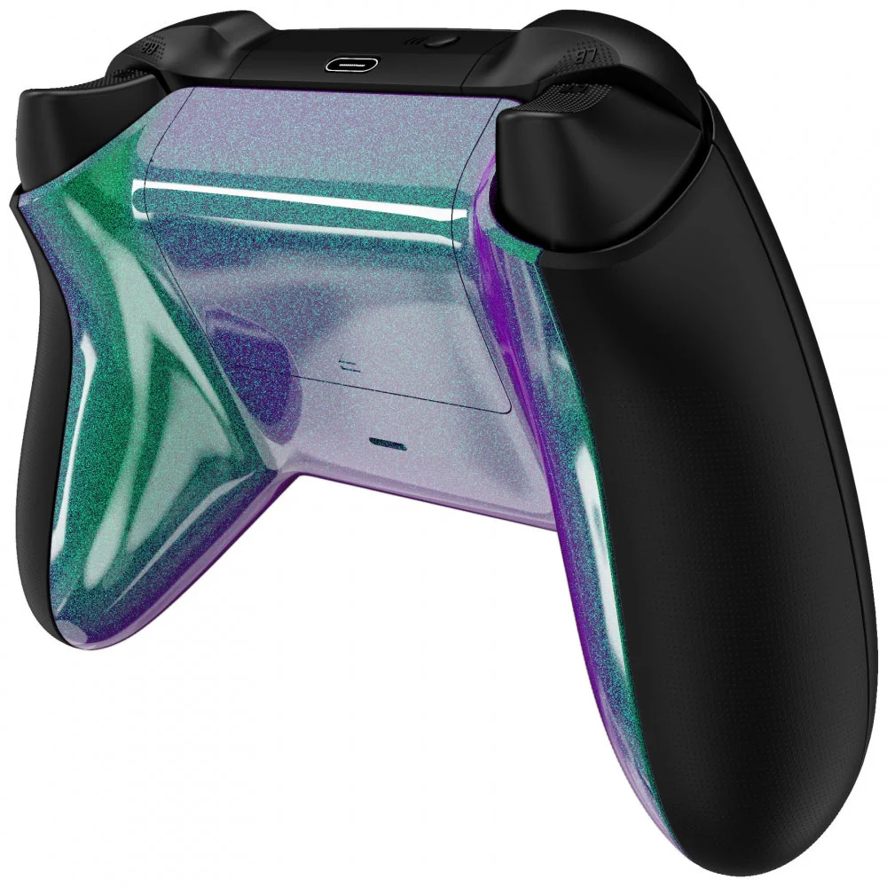 eXtremeRate Replacement Bottom Shell with Battery Cover for Xbox Series X & S Controller - Chameleon Green Purple - Image 6