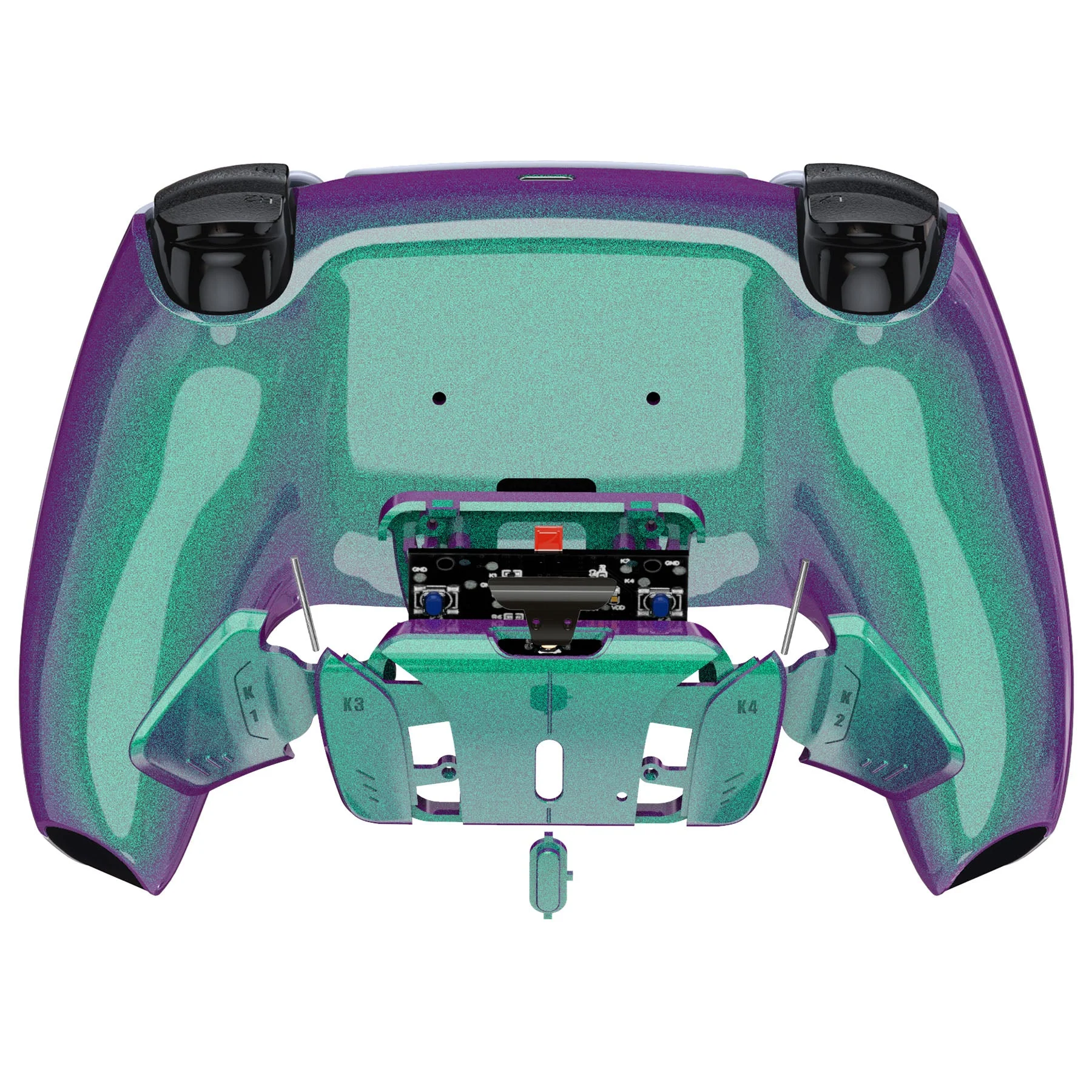 eXtremeRate Remappable RISE4 Remap Kit for PS5 Controller BDM-010/020 - Chameleon Green Purple - Image 6