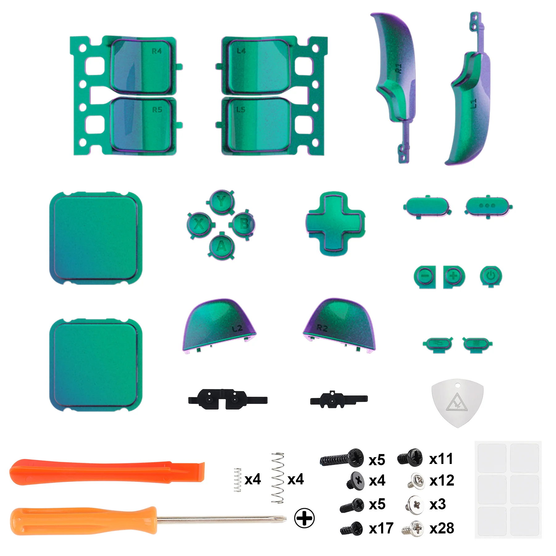 eXtremeRate Replacement Full Set Buttons for Steam Deck LCD - Chameleon Green Purple - Image 2