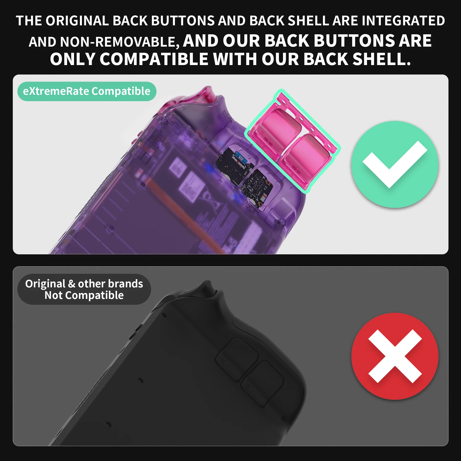 eXtremeRate Replacement Full Set Buttons for Steam Deck LCD - Chameleon Green Purple - Image 4