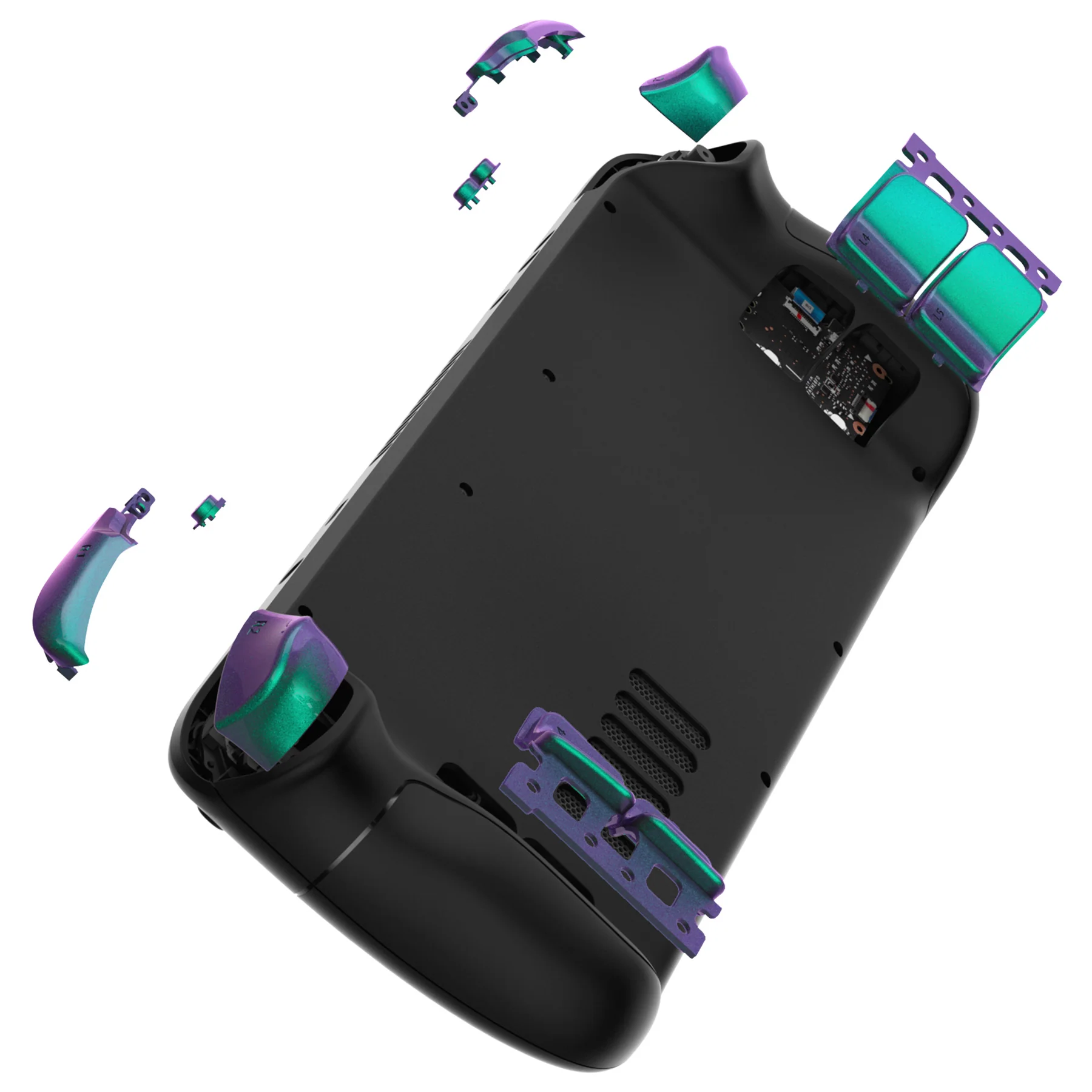 eXtremeRate Replacement Full Set Buttons for Steam Deck LCD - Chameleon Green Purple - Image 6