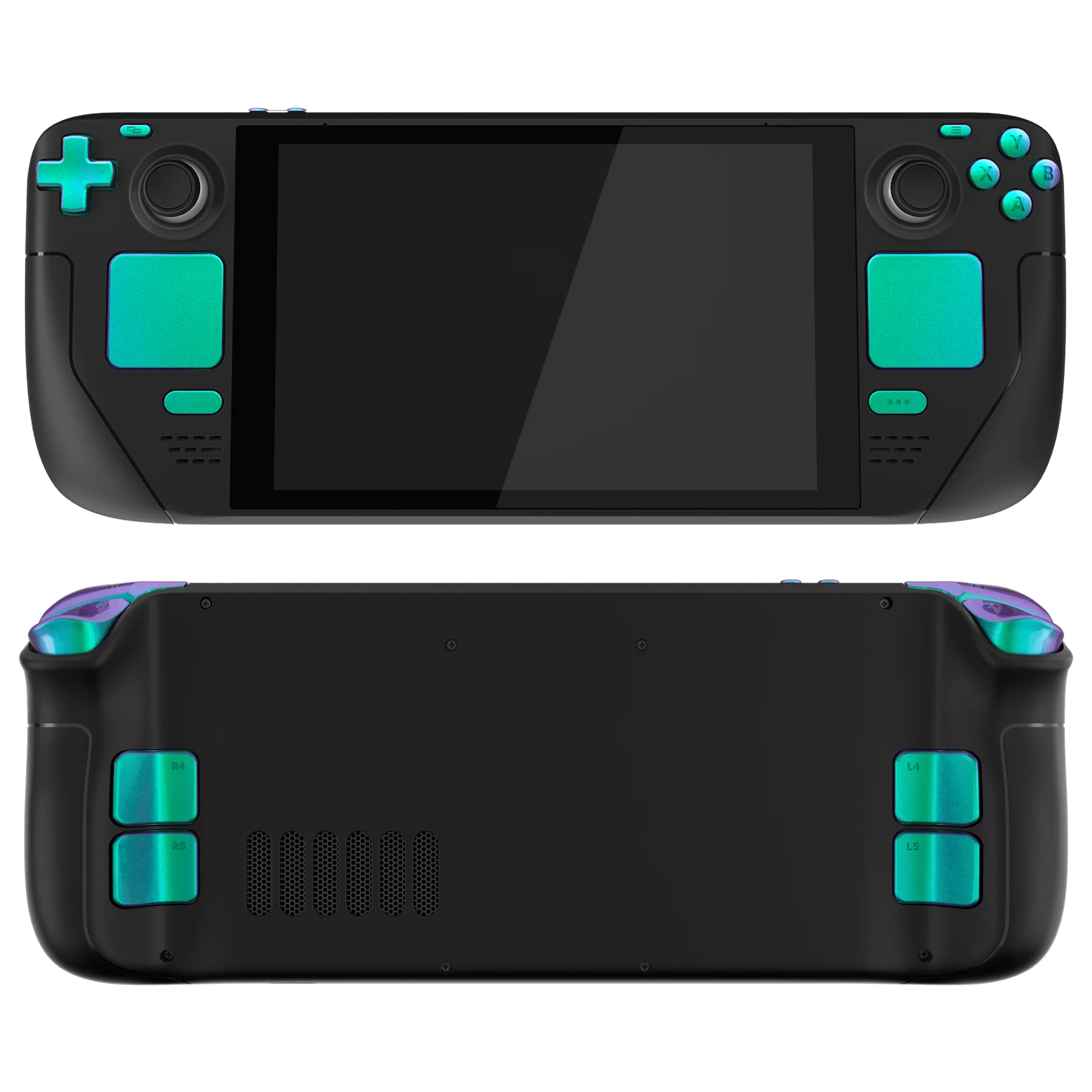 eXtremeRate Replacement Full Set Buttons for Steam Deck LCD - Chameleon Green Purple - Image 7