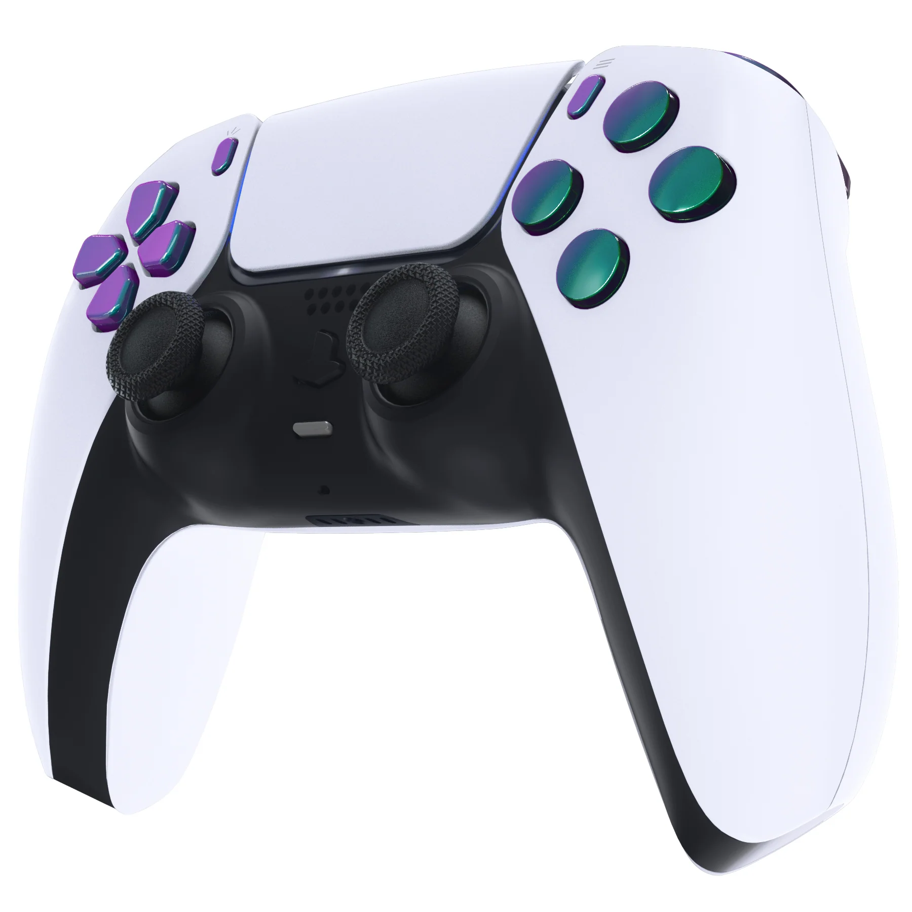 eXtremeRate Replacement Full Set Buttons Compatible with PS5 Controller BDM-030/040/050/060 - Chameleon Green Purple - Image 5