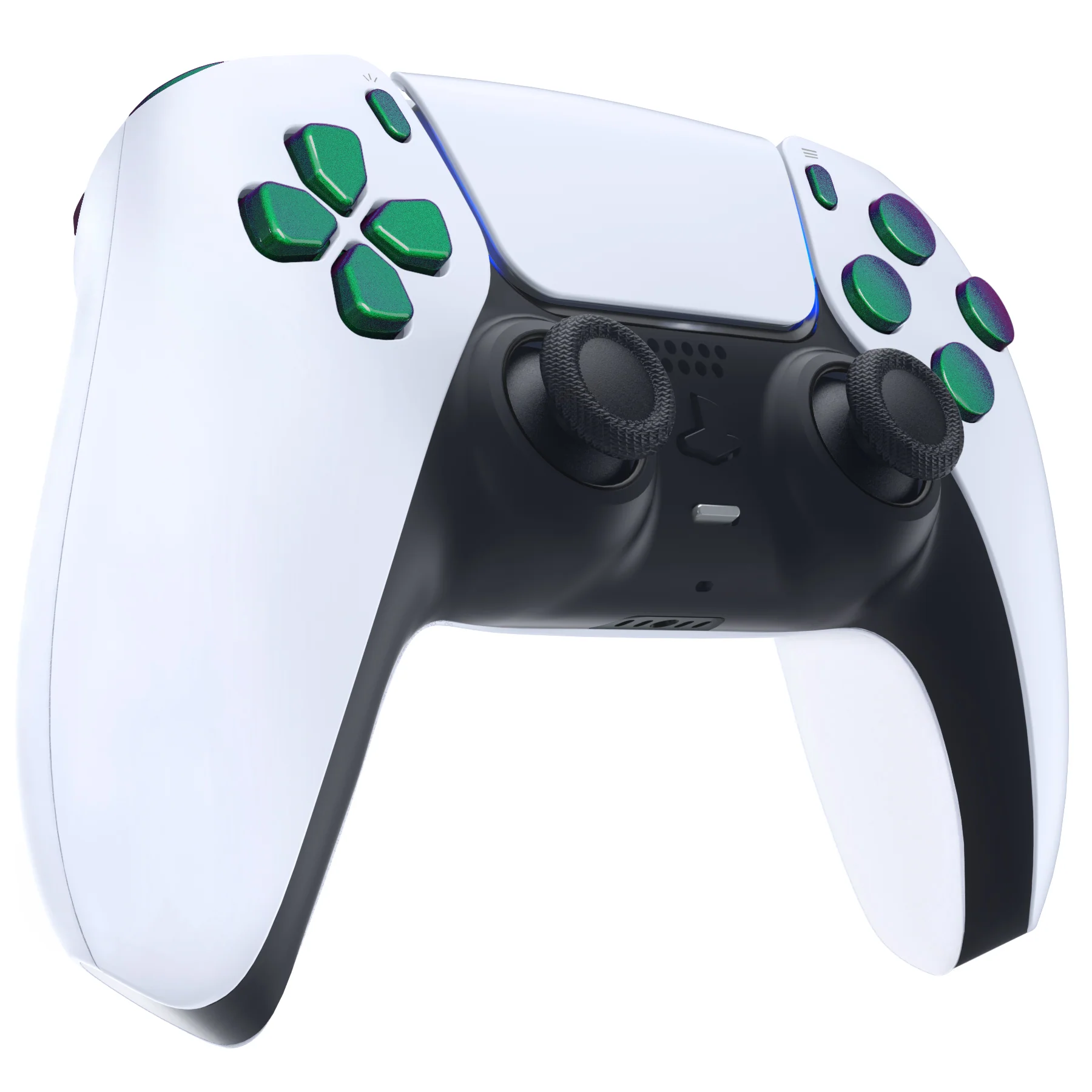 eXtremeRate Replacement Full Set Buttons Compatible with PS5 Controller BDM-030/040/050/060 - Chameleon Green Purple - Image 6