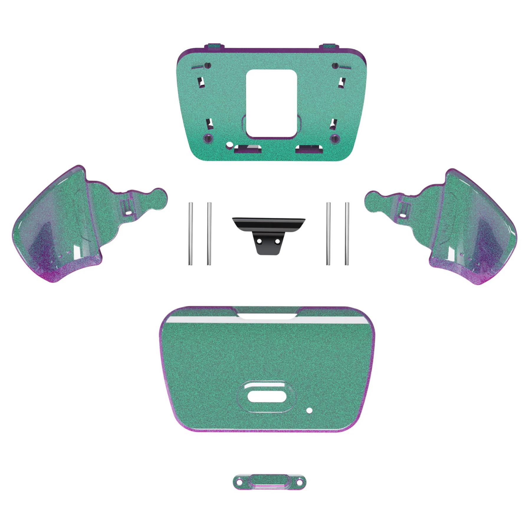 eXtremeRate Replacement Redesigned K1 K2 Back Buttons for eXtremerate RISE Remap Kit, Compatible with PS5 Controller - Chameleon Green Purple - Image 2