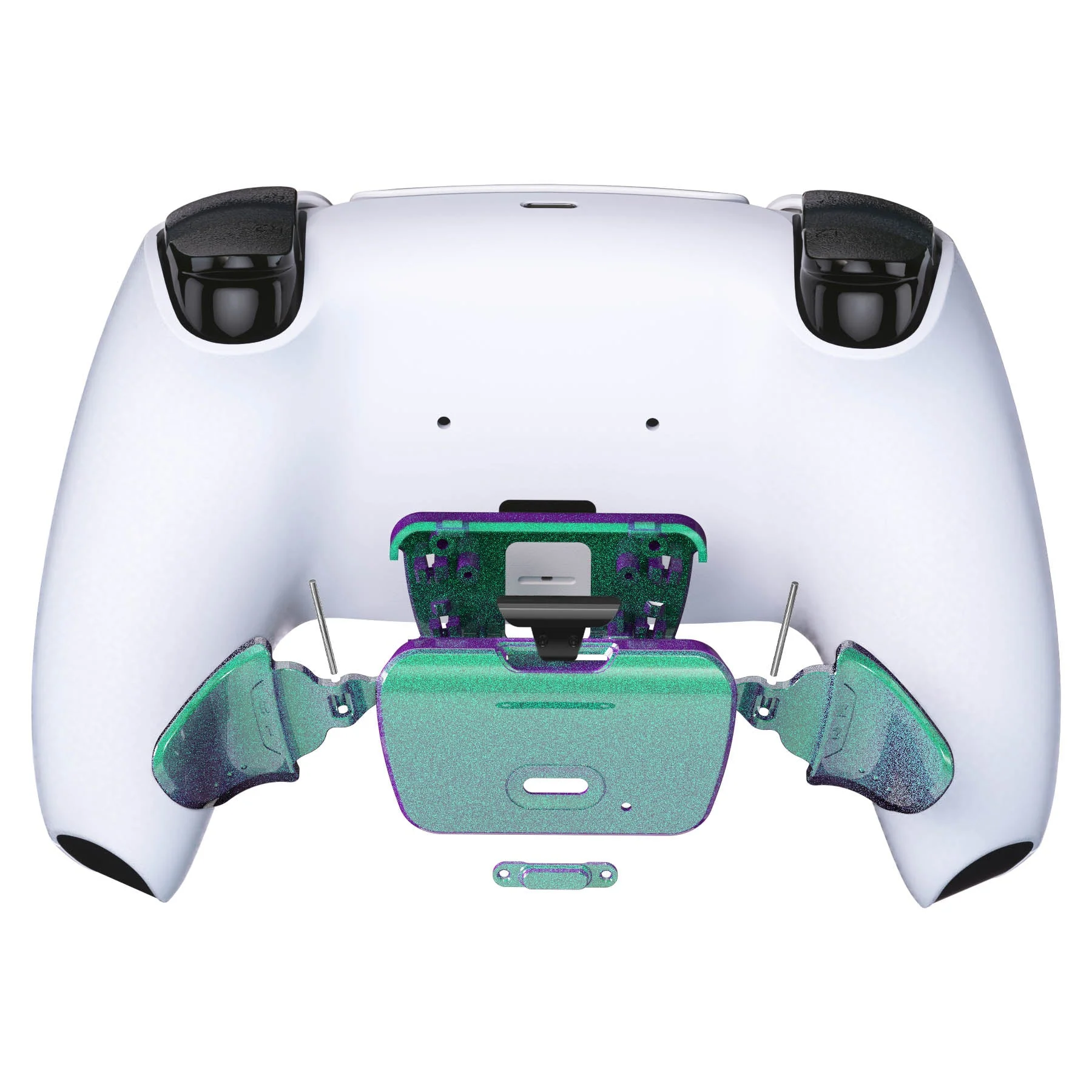 eXtremeRate Replacement Redesigned K1 K2 Back Buttons for eXtremerate RISE Remap Kit, Compatible with PS5 Controller - Chameleon Green Purple - Image 4
