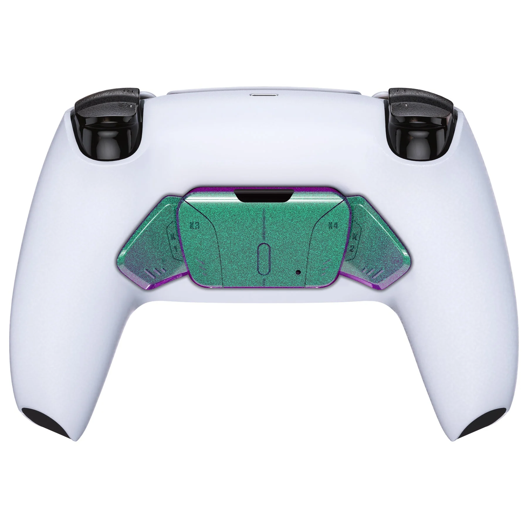 eXtremeRate Replacement Redesigned K1 K2 K3 K4 Back Buttons Housing Shell for eXtremeRate RISE4 Remap Kit, Compatible with PS5 Controller - Chameleon Green Purple - Image 4