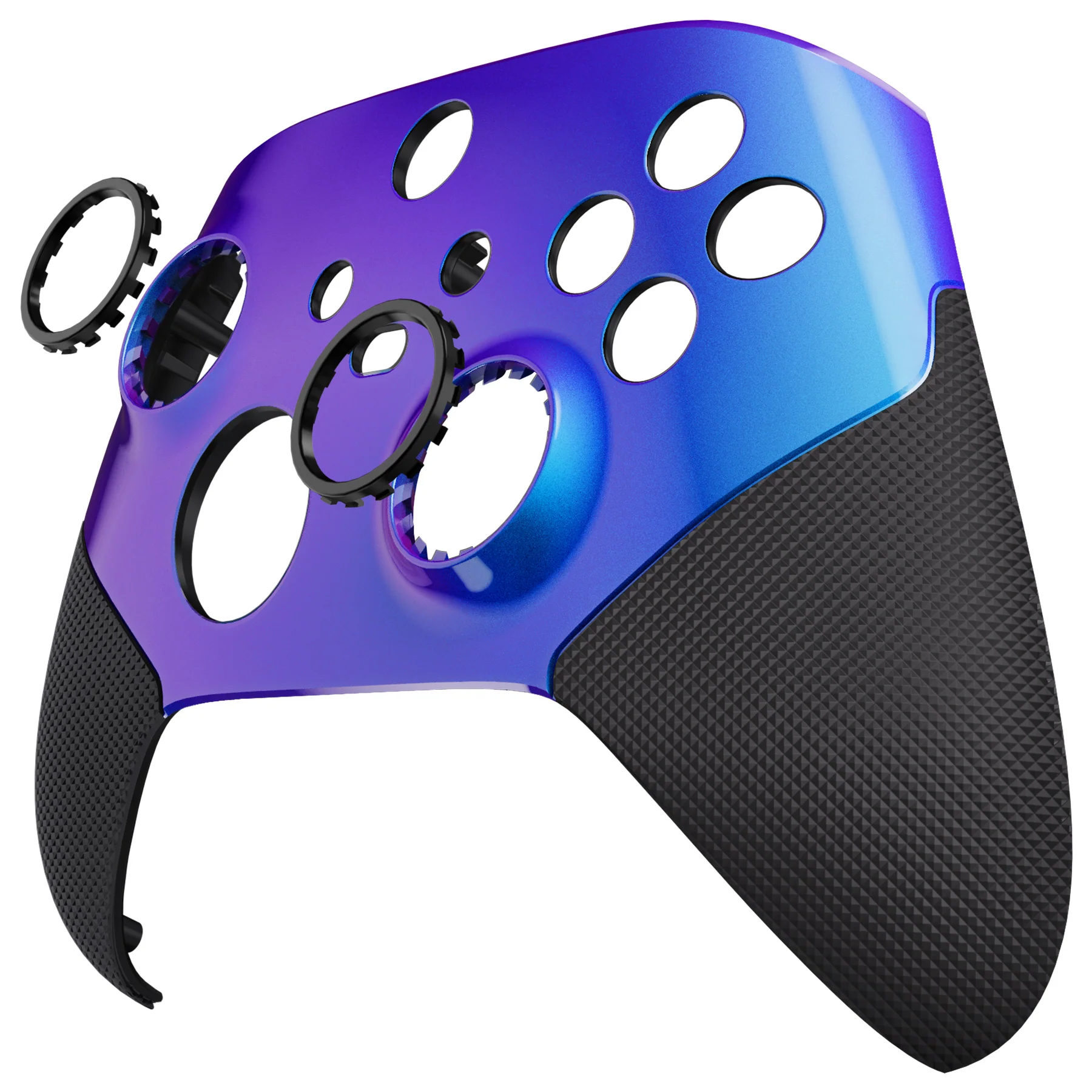 eXtremeRate ASR Version Performance Rubberized Grip Front Housing Shell with Accent Rings for Xbox Series X & S Controller - Chameleon Purple Blue - Image 11