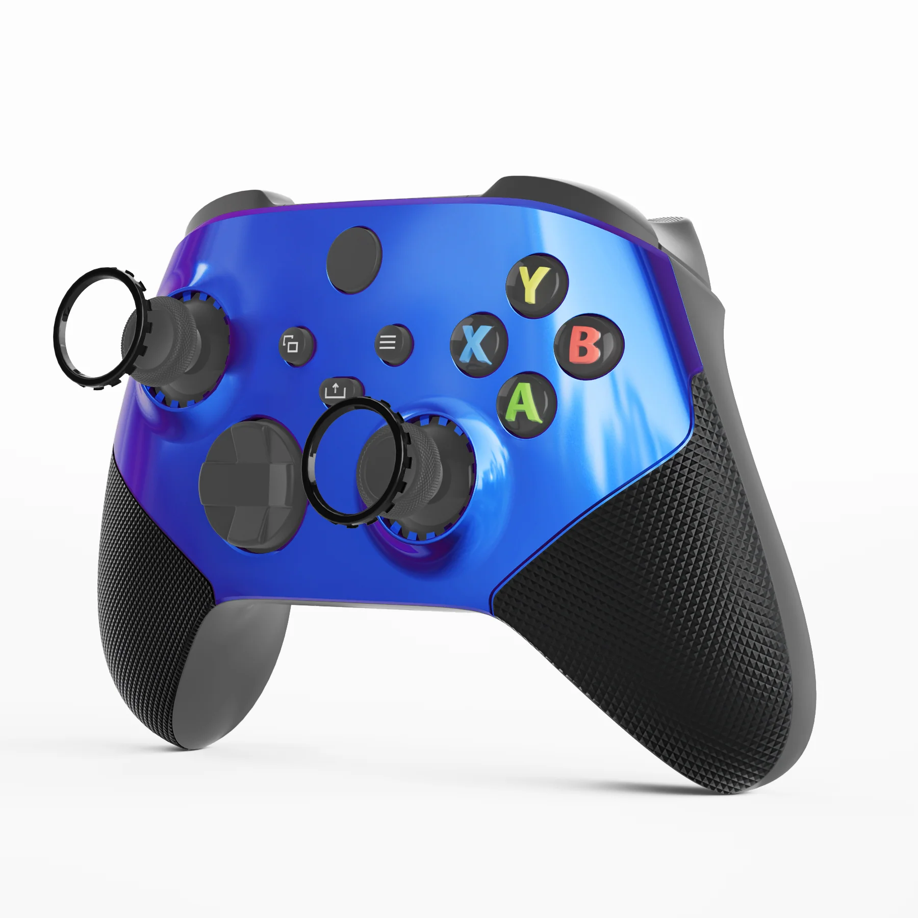 eXtremeRate ASR Version Performance Rubberized Grip Front Housing Shell with Accent Rings for Xbox Series X & S Controller - Chameleon Purple Blue - Image 4
