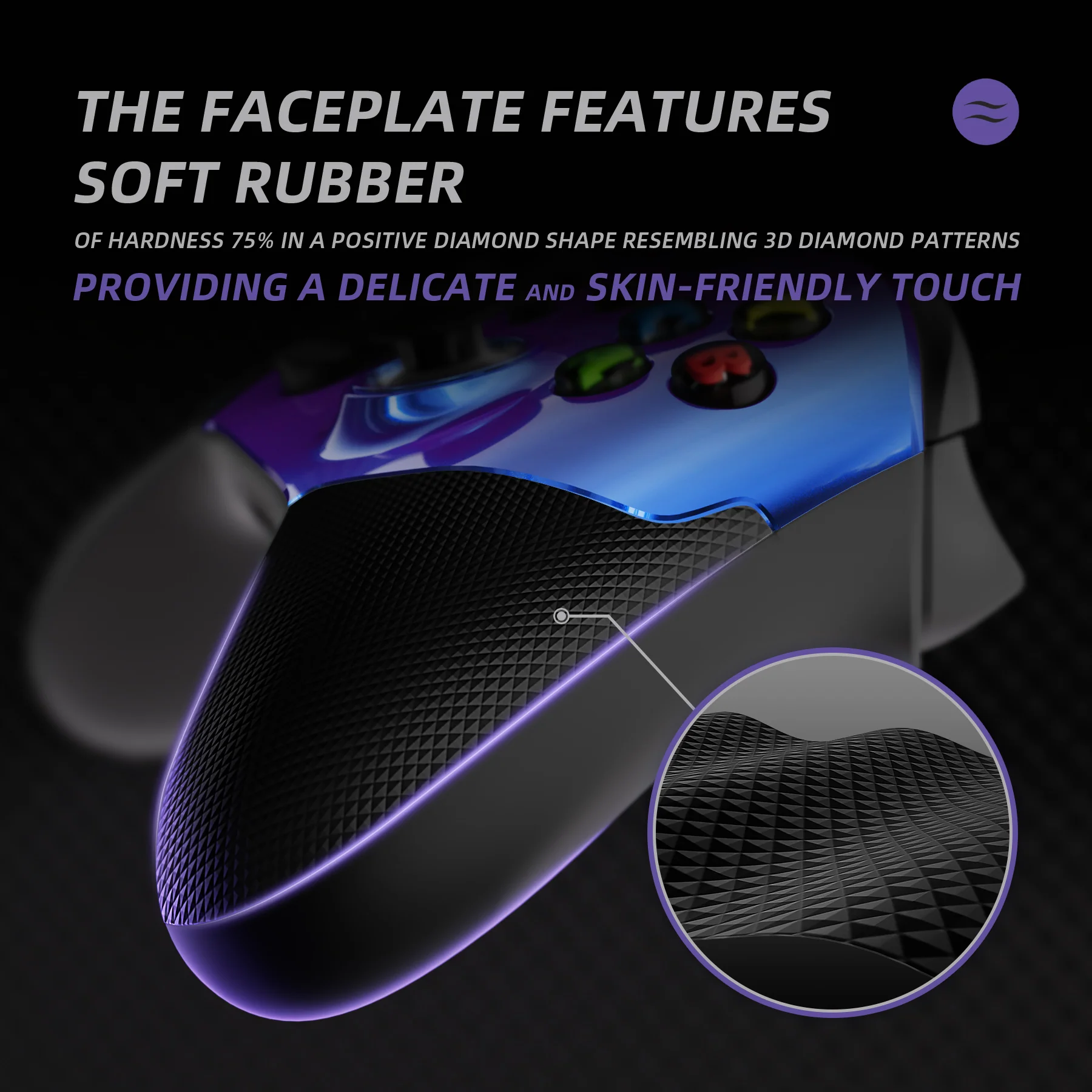 eXtremeRate ASR Version Performance Rubberized Grip Front Housing Shell with Accent Rings for Xbox Series X & S Controller - Chameleon Purple Blue - Image 6