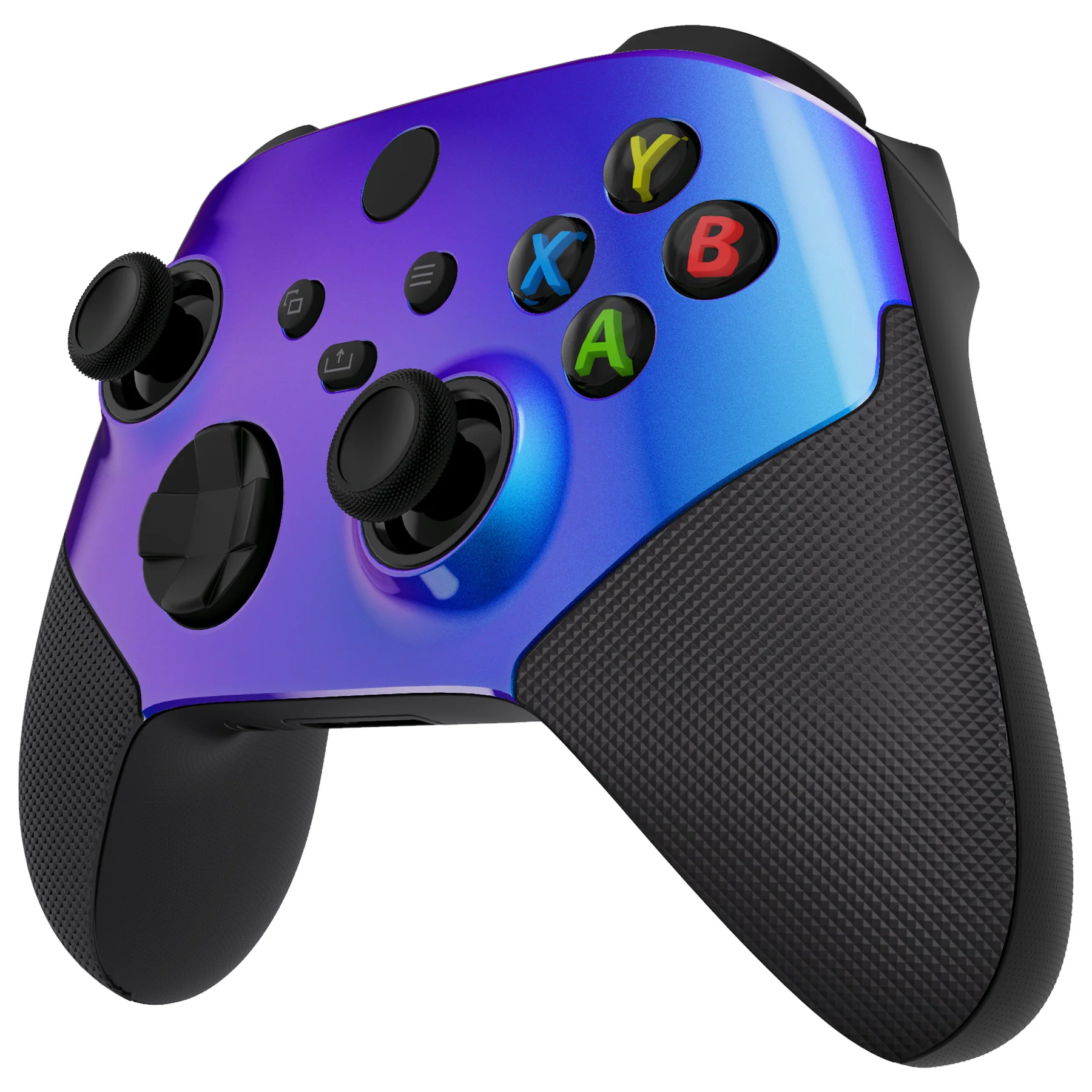 eXtremeRate ASR Version Performance Rubberized Grip Front Housing Shell with Accent Rings for Xbox Series X & S Controller - Chameleon Purple Blue - Image 7