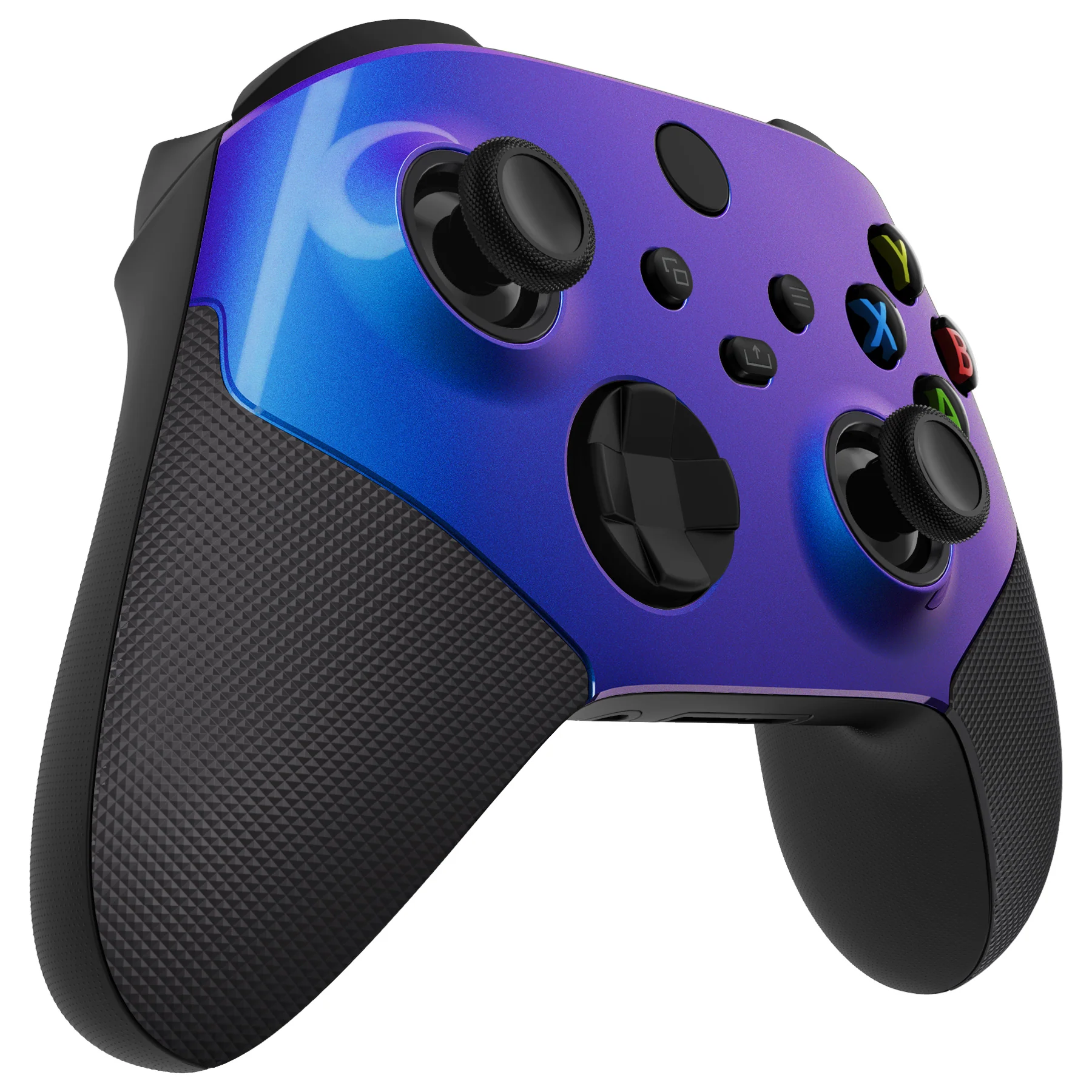 eXtremeRate ASR Version Performance Rubberized Grip Front Housing Shell with Accent Rings for Xbox Series X & S Controller - Chameleon Purple Blue - Image 8