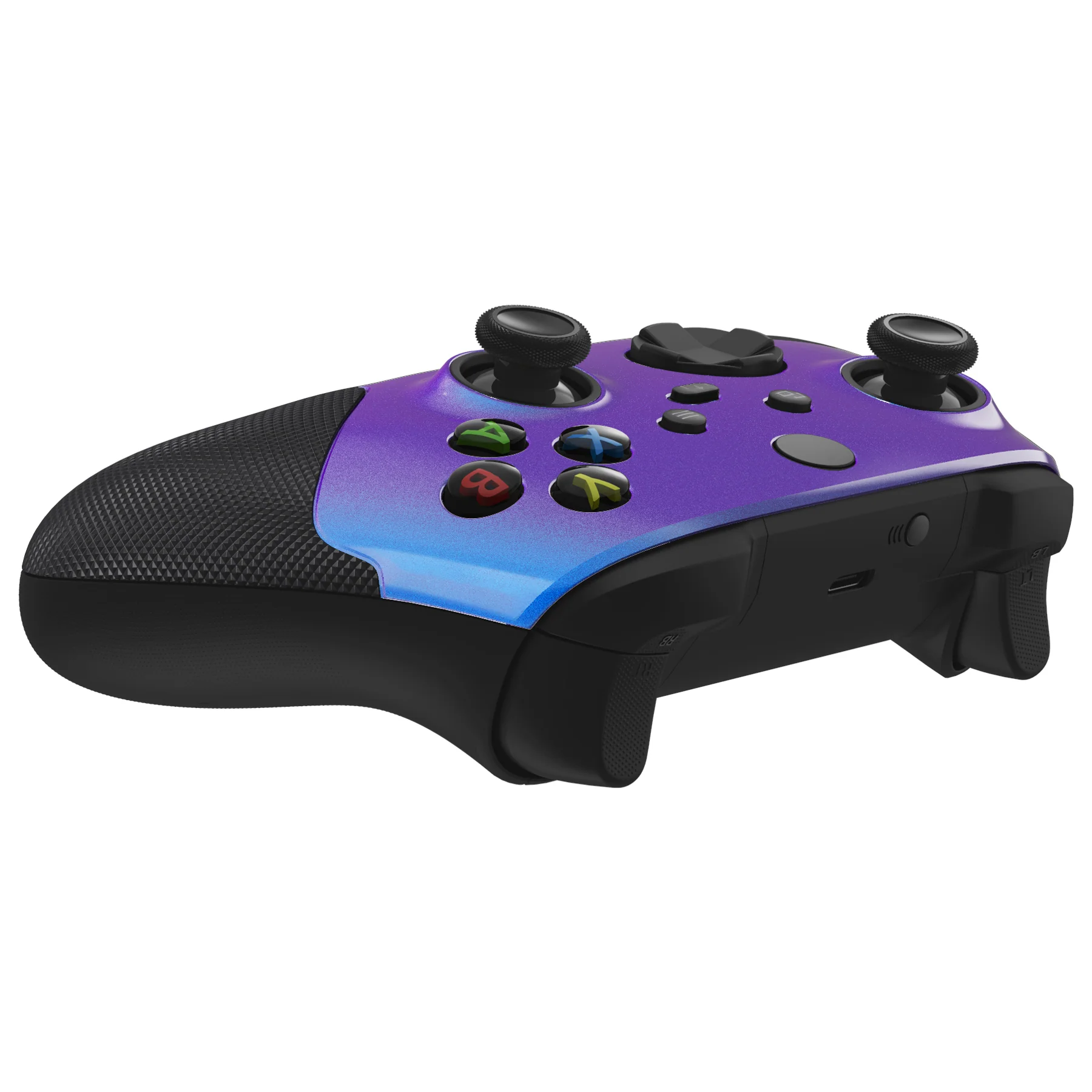 eXtremeRate ASR Version Performance Rubberized Grip Front Housing Shell with Accent Rings for Xbox Series X & S Controller - Chameleon Purple Blue - Image 9