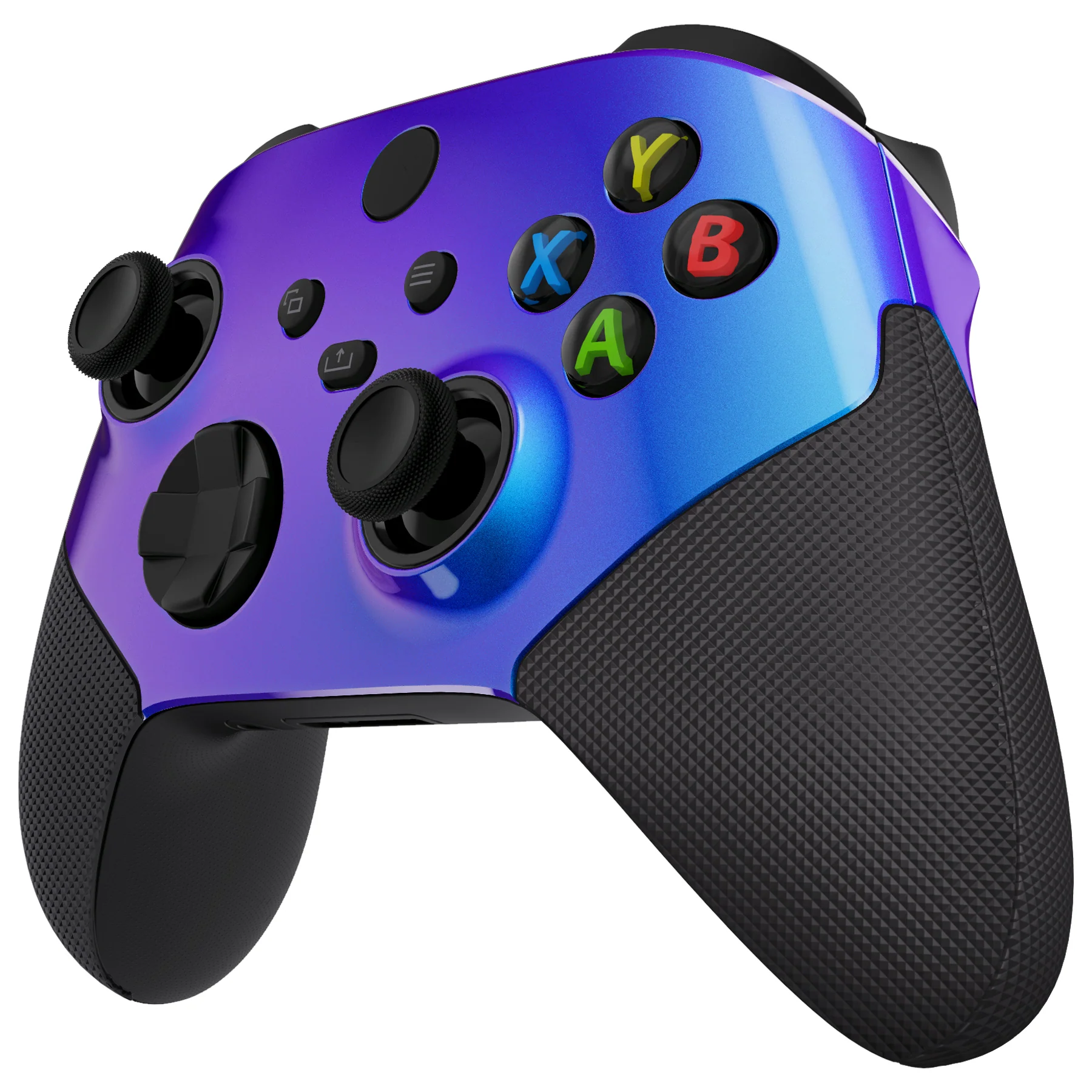 eXtremeRate ASR Version Performance Rubberized Side Rails Front Housing Shells with Accent Rings for Xbox Series X & S Controller - Chameleon Purple Blue - Image 8
