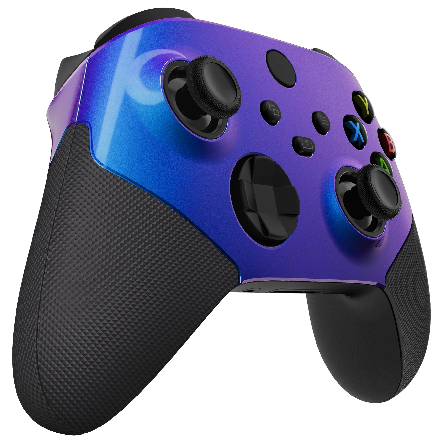 eXtremeRate ASR Version Performance Rubberized Side Rails Front Housing Shells with Accent Rings for Xbox Series X & S Controller - Chameleon Purple Blue - Image 9