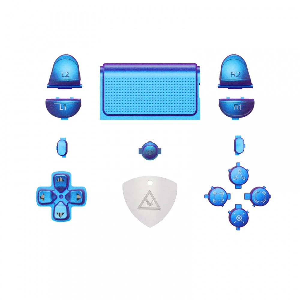 eXtremeRate Replacement Full Set Buttons with Classical Symbols for PS4 Slim Pro CUH-ZCT2 Controller, Compatible with eXtremeRate DTFS LED Kit - Chameleon Purple Blue - Image 2