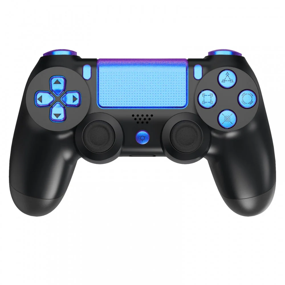 eXtremeRate Replacement Full Set Buttons with Classical Symbols for PS4 Slim Pro CUH-ZCT2 Controller, Compatible with eXtremeRate DTFS LED Kit - Chameleon Purple Blue - Image 4