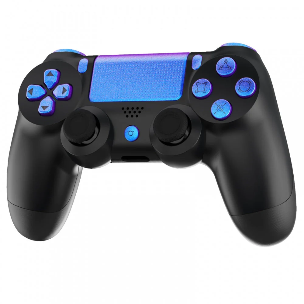 eXtremeRate Replacement Full Set Buttons with Classical Symbols for PS4 Slim Pro CUH-ZCT2 Controller, Compatible with eXtremeRate DTFS LED Kit - Chameleon Purple Blue - Image 5