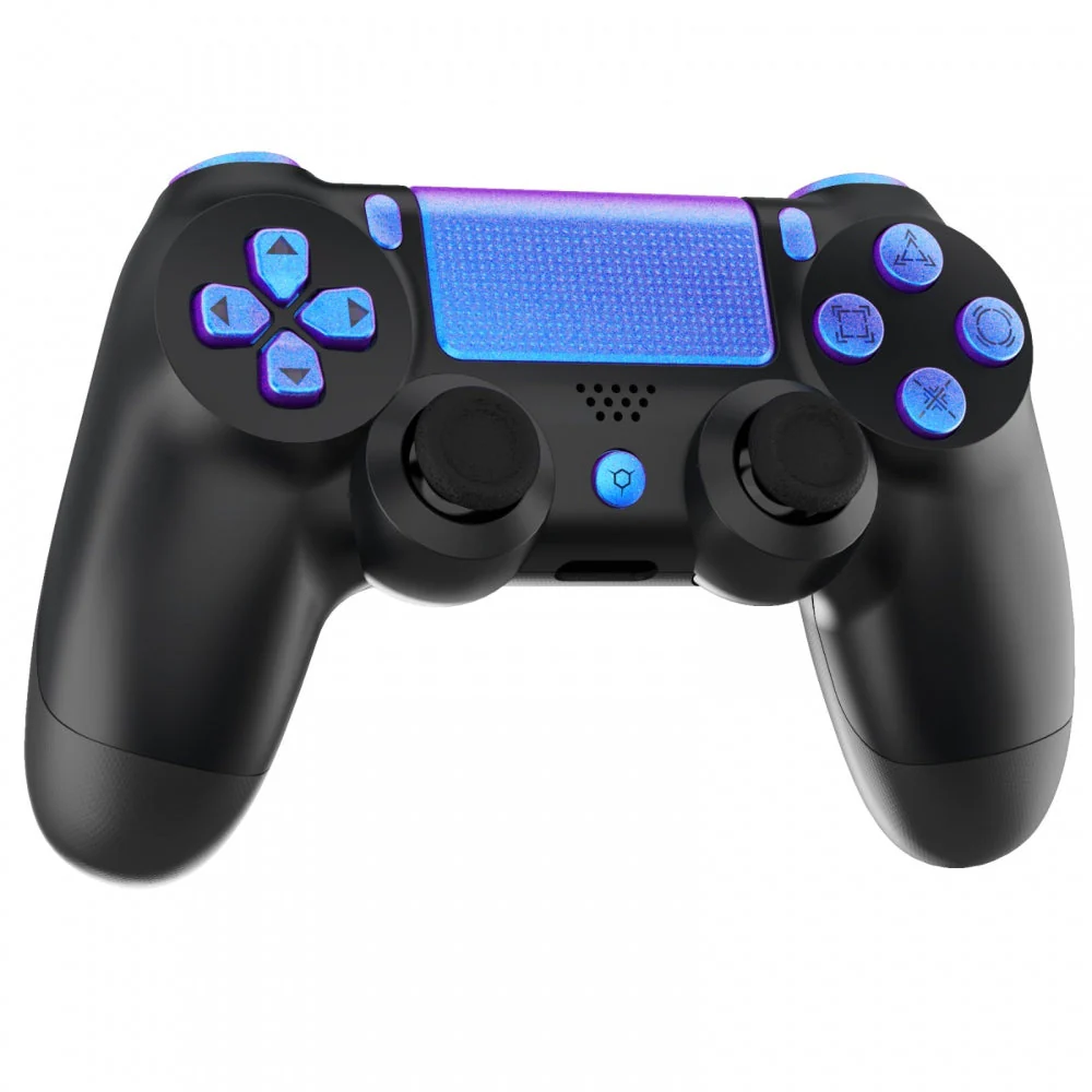 eXtremeRate Replacement Full Set Buttons with Classical Symbols for PS4 Slim Pro CUH-ZCT2 Controller, Compatible with eXtremeRate DTFS LED Kit - Chameleon Purple Blue - Image 6