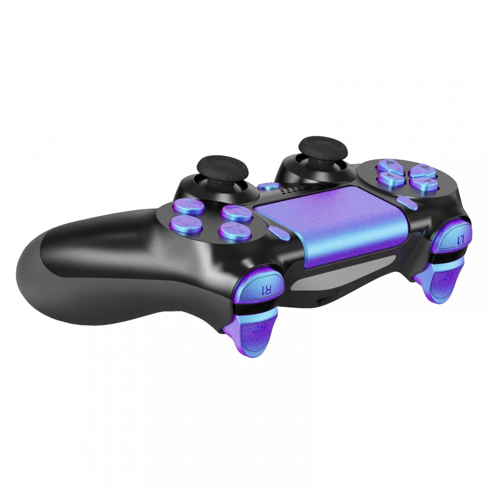 eXtremeRate Replacement Full Set Buttons with Classical Symbols for PS4 Slim Pro CUH-ZCT2 Controller, Compatible with eXtremeRate DTFS LED Kit - Chameleon Purple Blue - Image 7