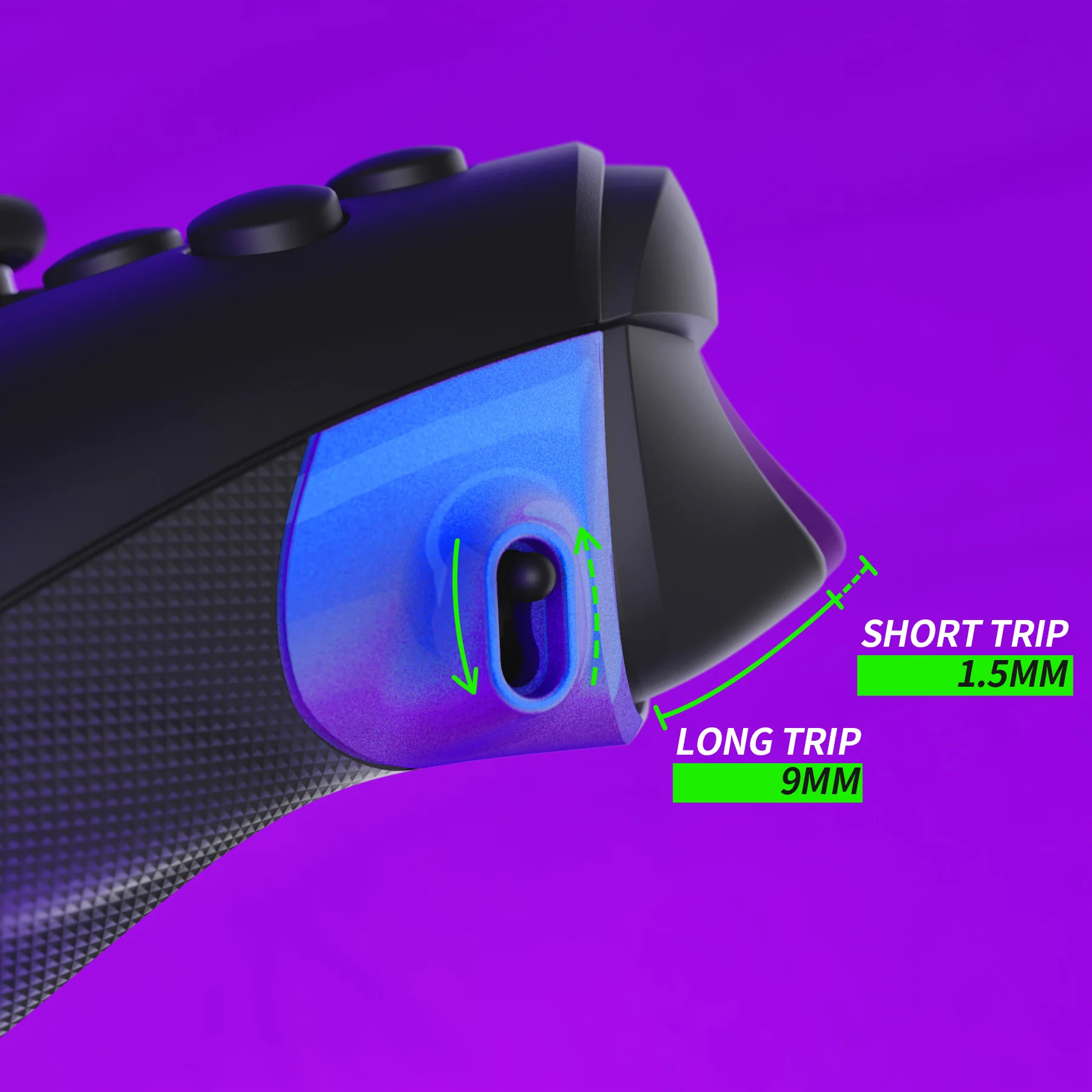 eXtremeRate FLEXOR Clicky Rubberized Side Rails Grips Trigger Stop Kit for Xbox Series X/S Controller & Xbox Core Controller - Chameleon Purple Blue - Image 6