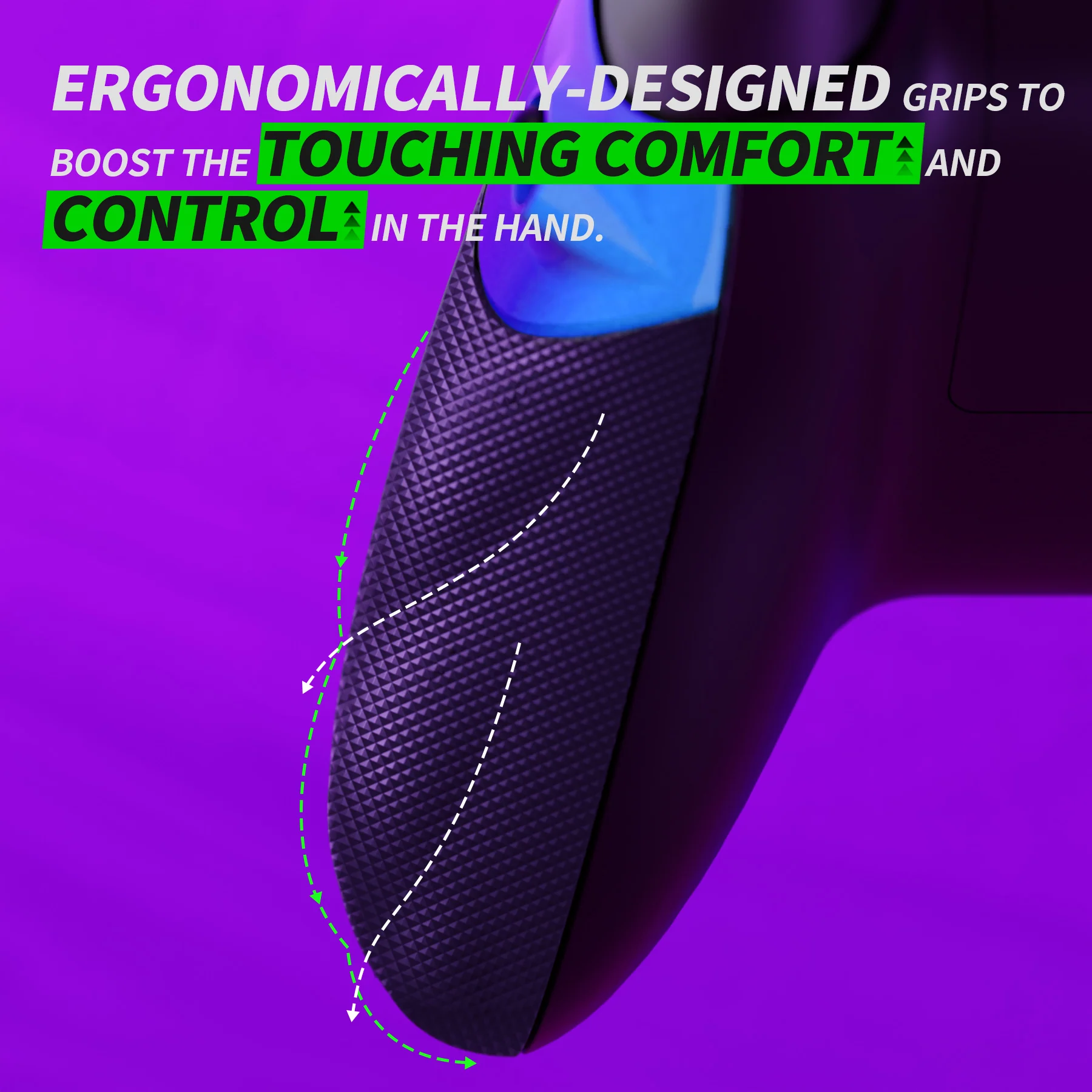 eXtremeRate FLEXOR Clicky Rubberized Side Rails Grips Trigger Stop Kit for Xbox Series X/S Controller & Xbox Core Controller - Chameleon Purple Blue - Image 7