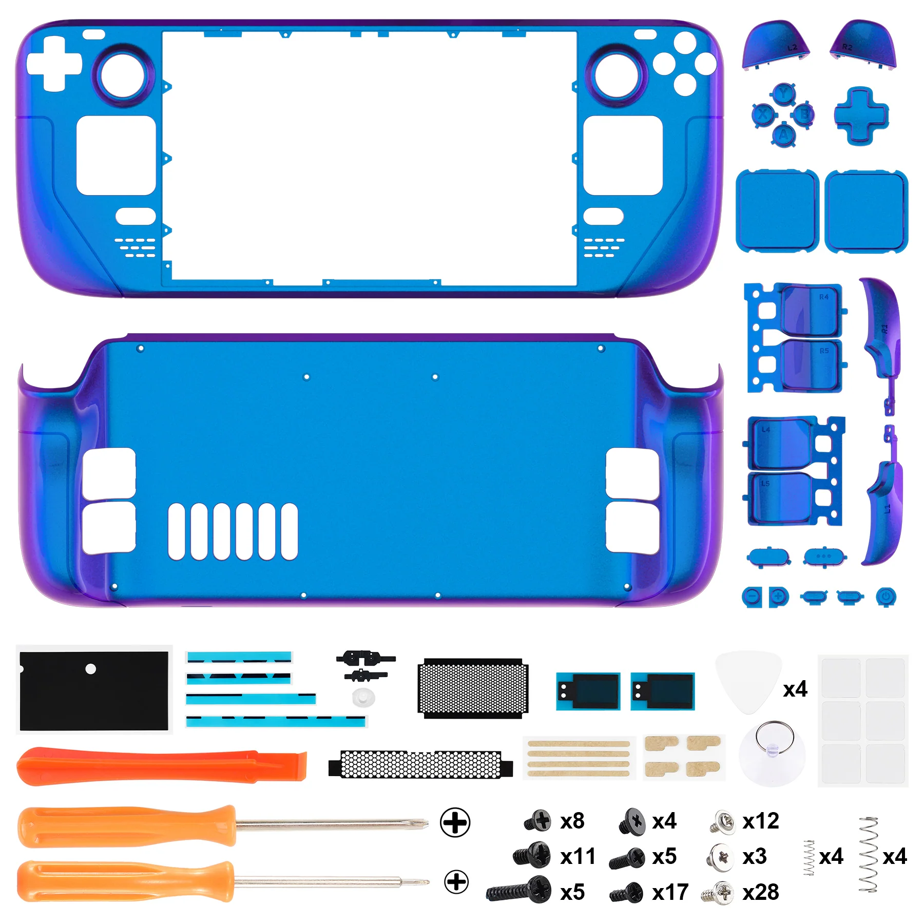 eXtremeRate Custom Full Set Shell with Buttons for Steam Deck LCD - Chameleon Purple Blue - Image 4
