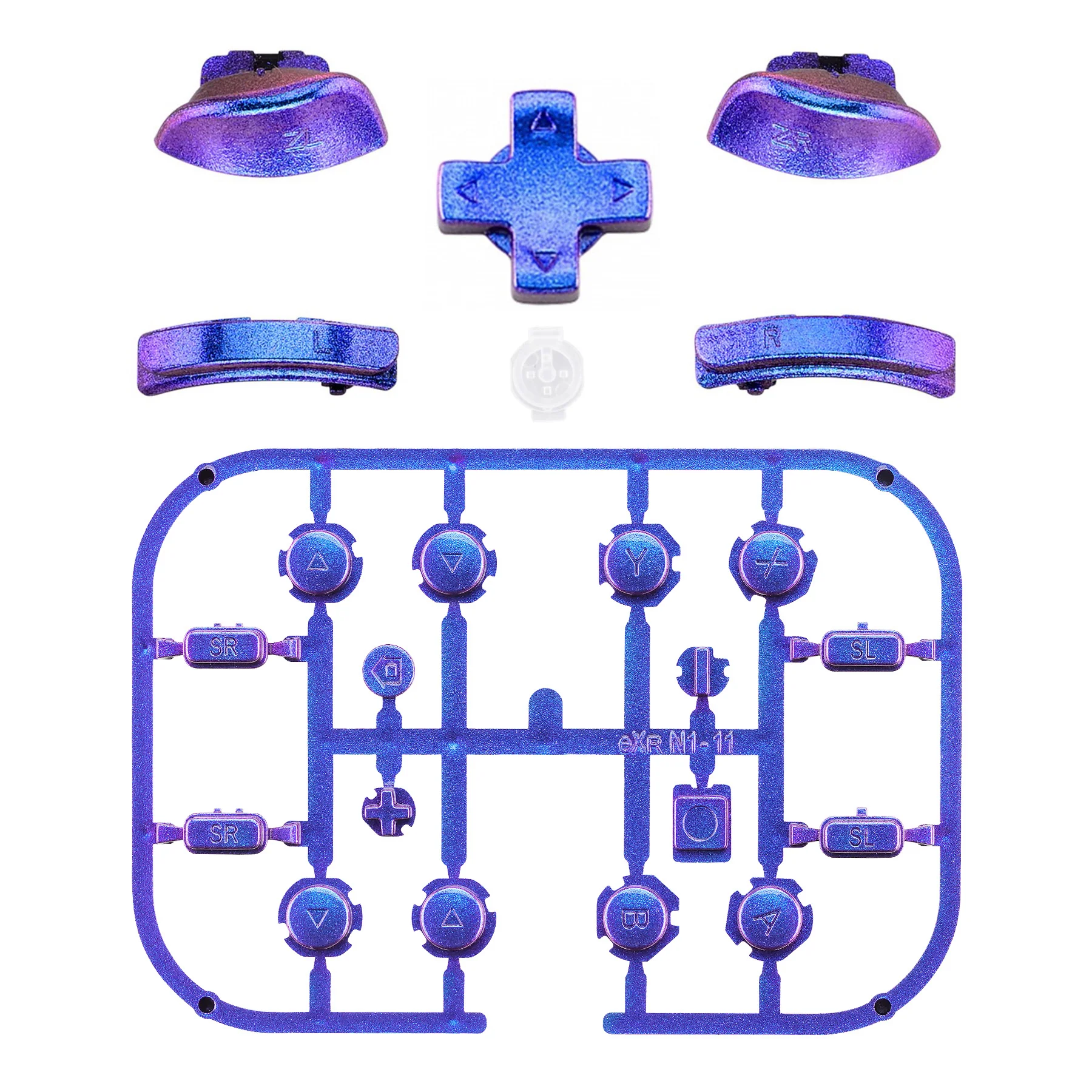 eXtremeRate Dpad Version Replacement Full Set Buttons for Joycon of Switch (D-pad ONLY Fits for eXtremeRate D-pad Shell for Joycon) - Chameleon Purple Blue - Image 2