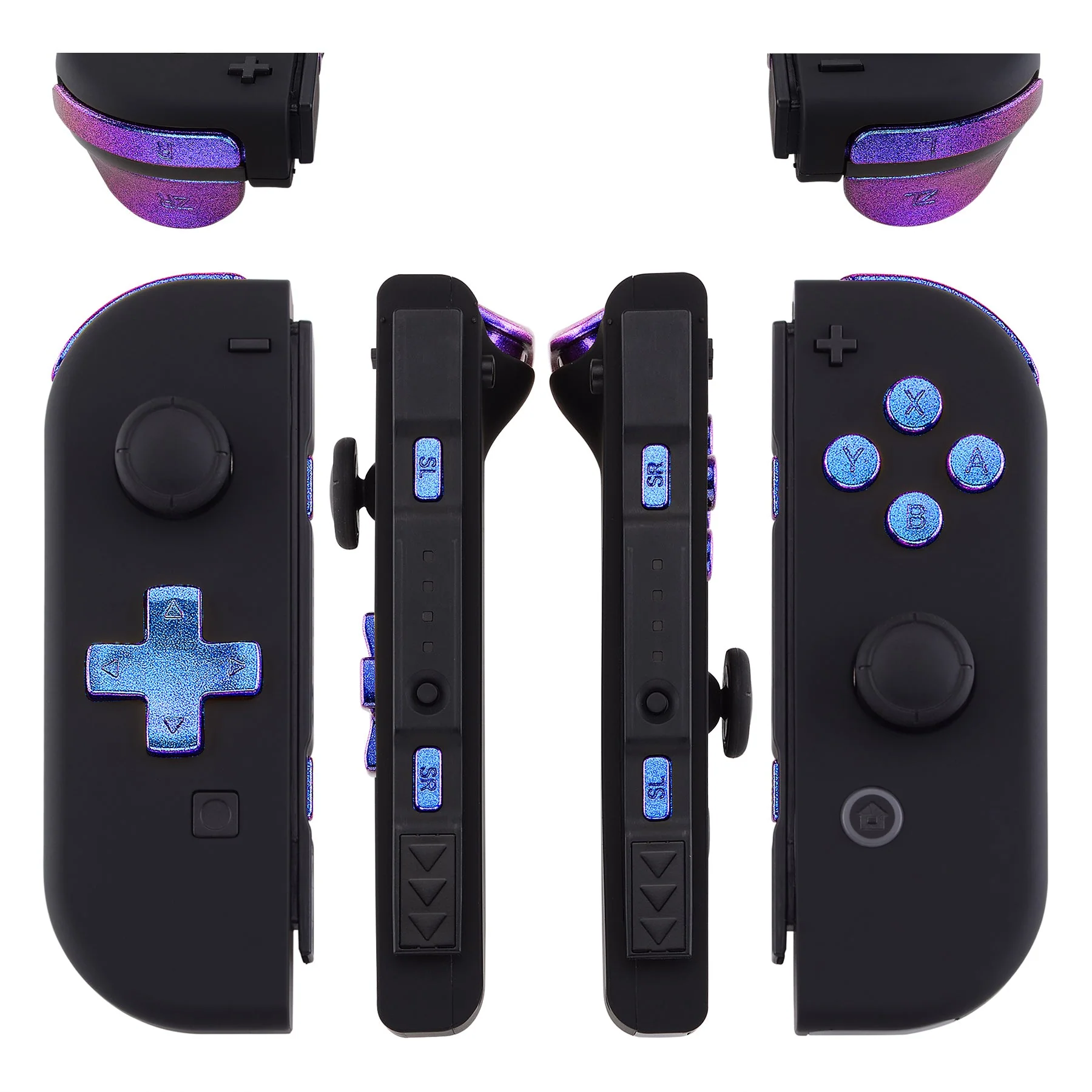 eXtremeRate Dpad Version Replacement Full Set Buttons for Joycon of Switch (D-pad ONLY Fits for eXtremeRate D-pad Shell for Joycon) - Chameleon Purple Blue - Image 3