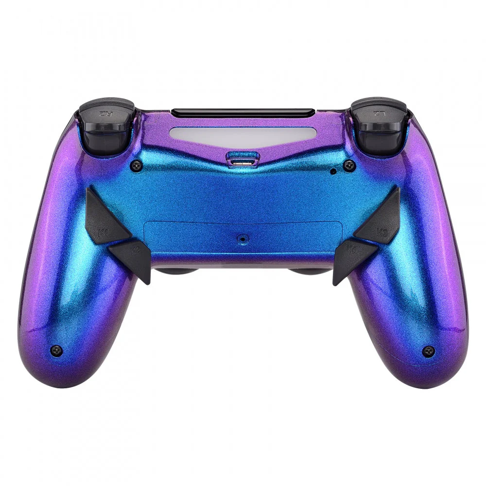 eXtremeRate Dawn Remappable Remap Kit with Redesigned Back Shell & 4 Back Buttons for PS4 Controller JDM 040/050/055 - Chameleon Purple Blue - Image 4