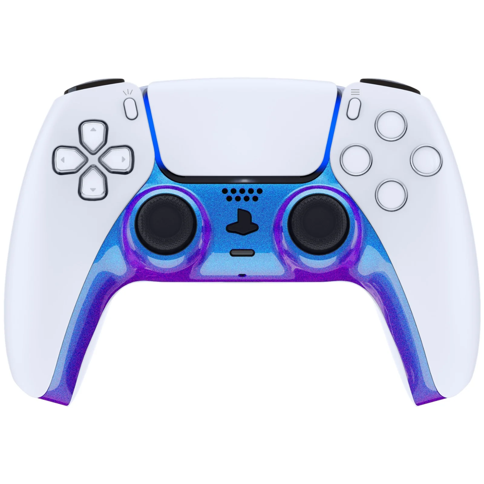 eXtremeRate Replacement Decorative Trim Shell with Accent Rings Compatible with PS5 Controller BDM-010/020/030/040/050 - Chameleon Purple Blue - Image 2