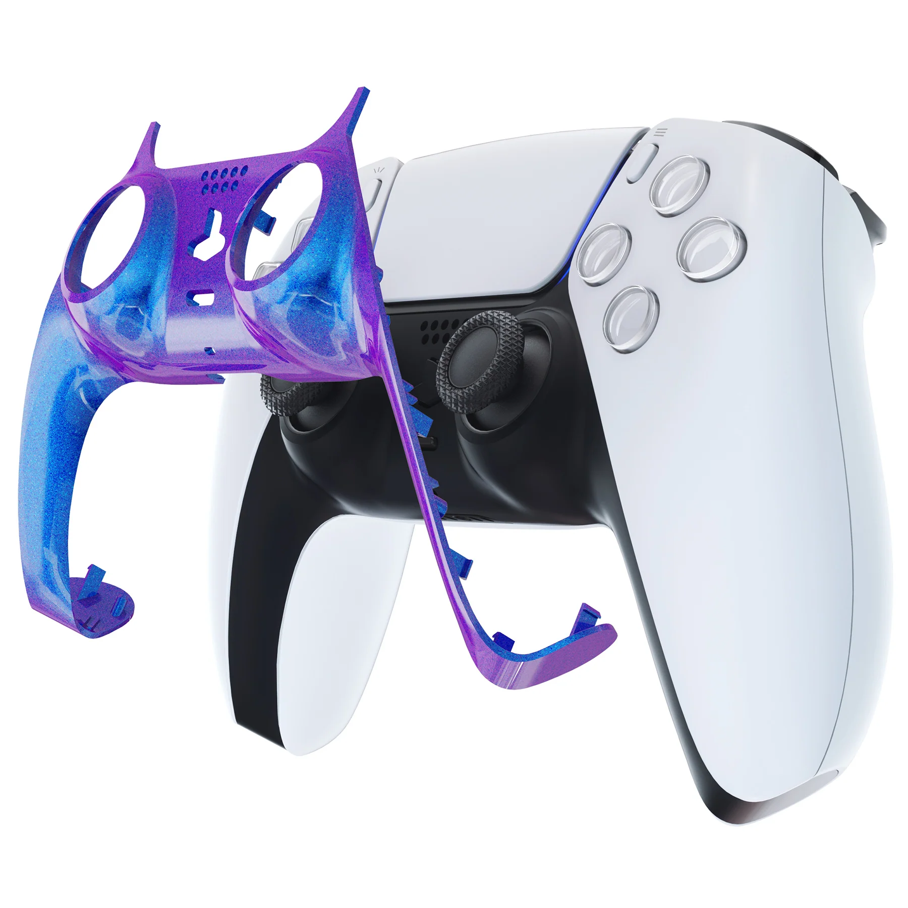 eXtremeRate Replacement Decorative Trim Shell with Accent Rings Compatible with PS5 Controller BDM-010/020/030/040/050 - Chameleon Purple Blue - Image 7