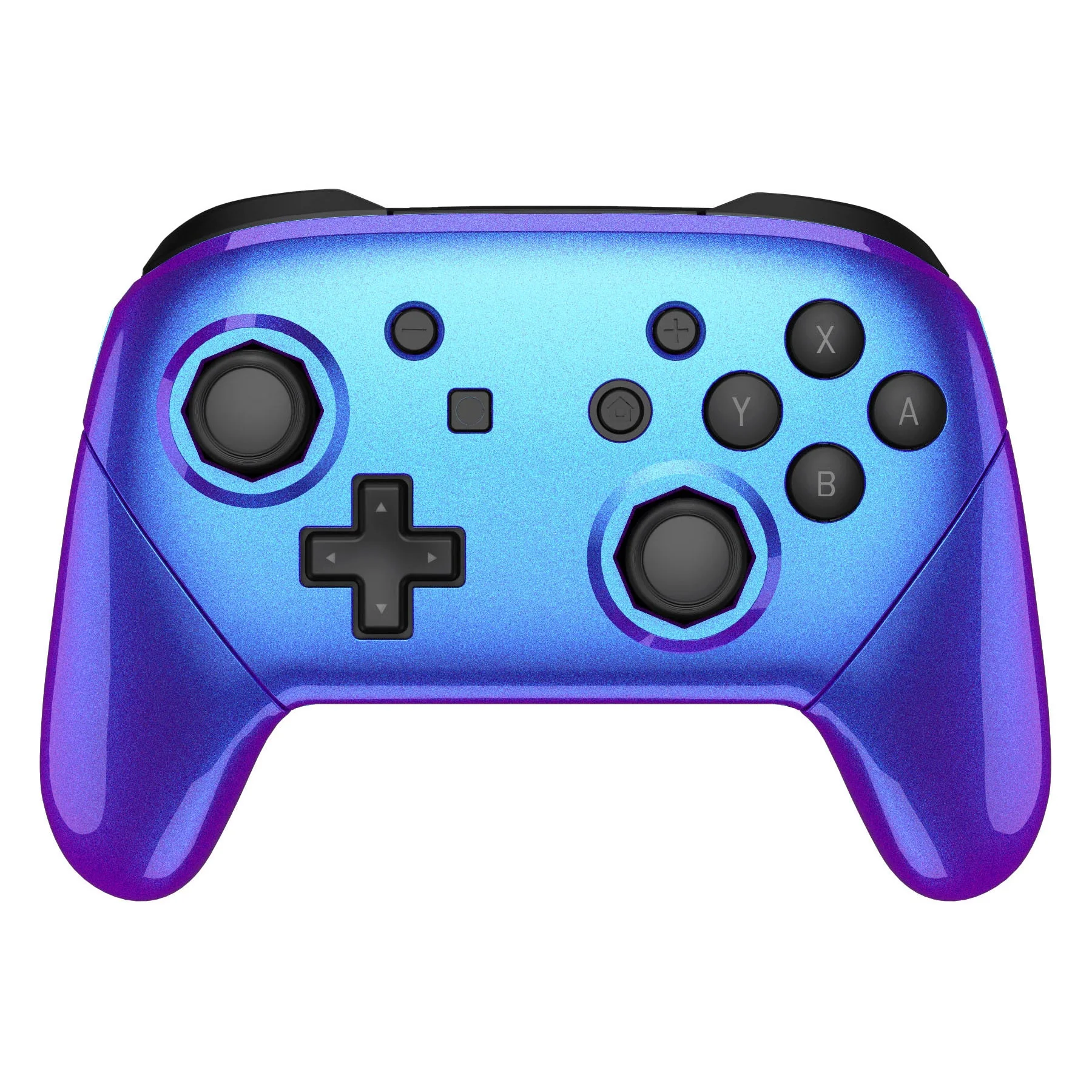 eXtremeRate Octagonal Gated Sticks Design Replacement Full Set Shell Faceplate Backplate Handles for Nintendo Switch Pro - Chameleon Purple Blue - Image 5