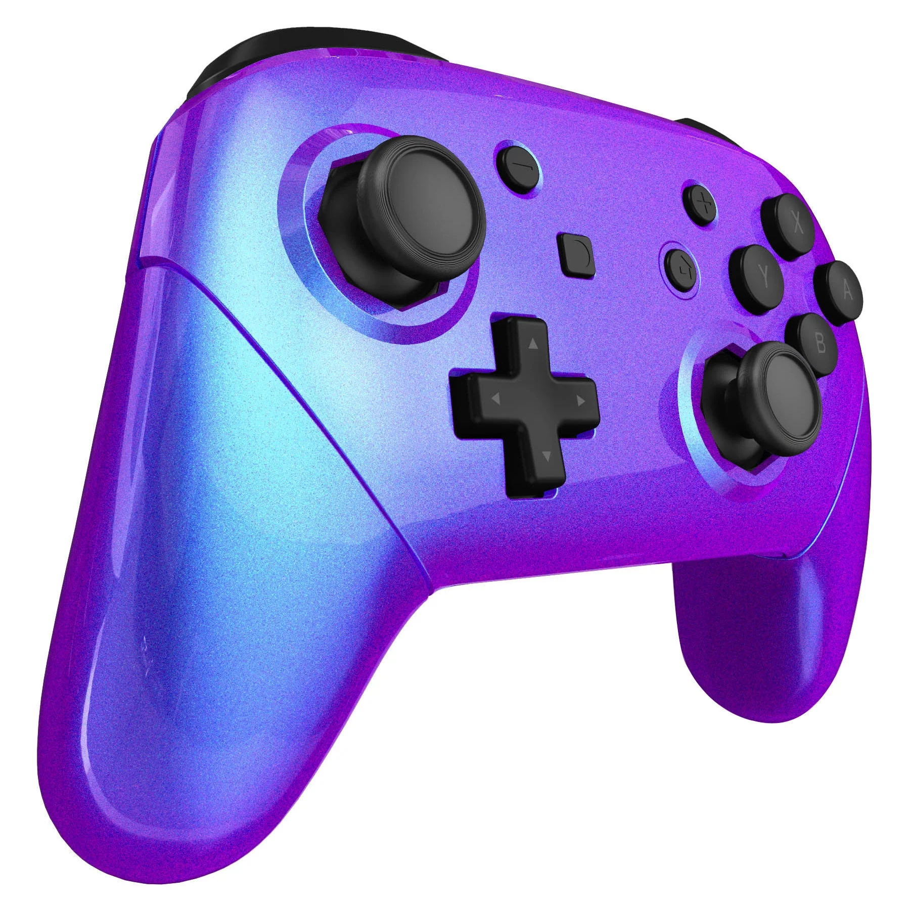 eXtremeRate Octagonal Gated Sticks Design Replacement Full Set Shell Faceplate Backplate Handles for Nintendo Switch Pro - Chameleon Purple Blue - Image 7