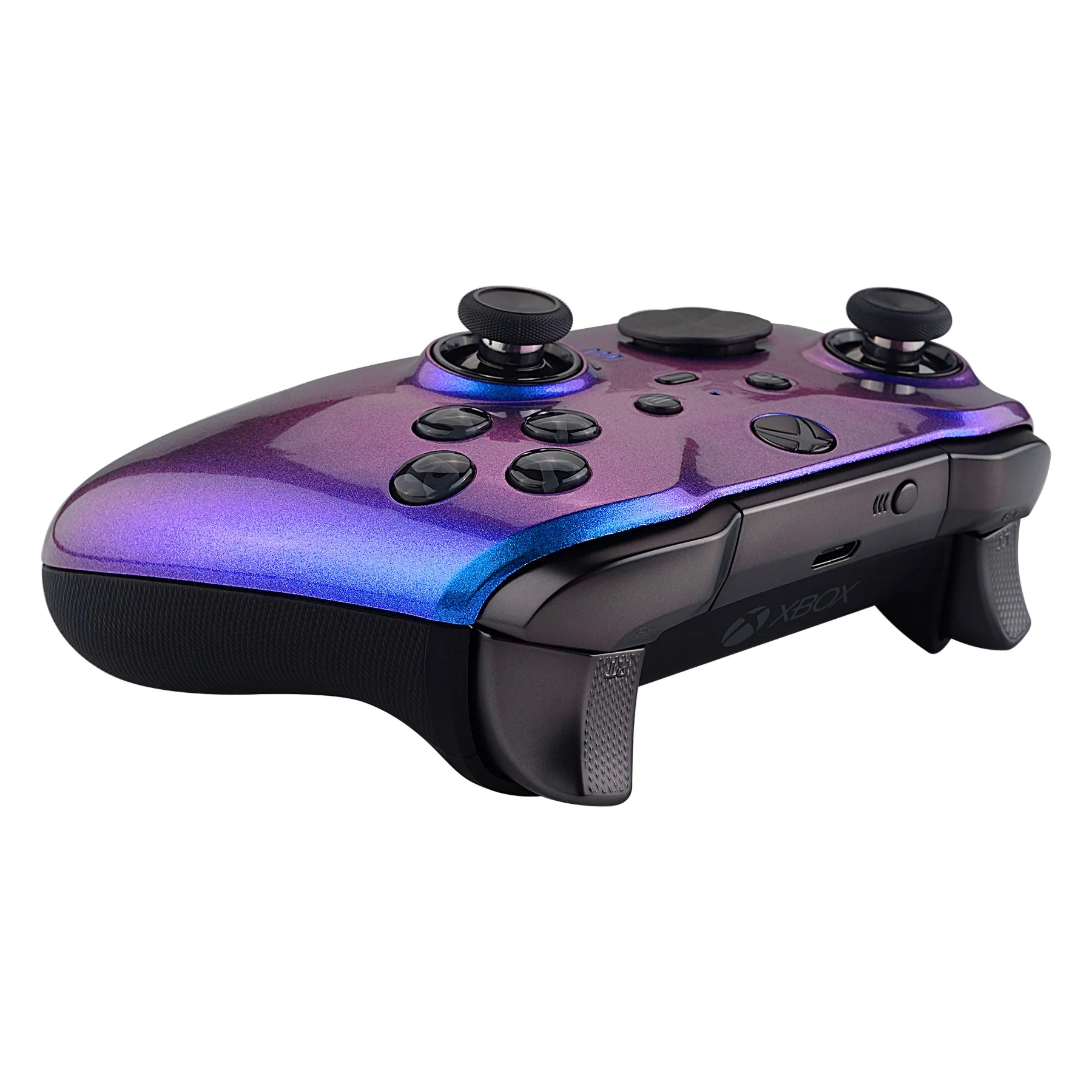 eXtremeRate Replacement Front Housing Shell Case with Accent Rings for Xbox One Elite Series 2 & Elite 2 Core Controller (Model 1797) - Chameleon Purple Blue - Image 7