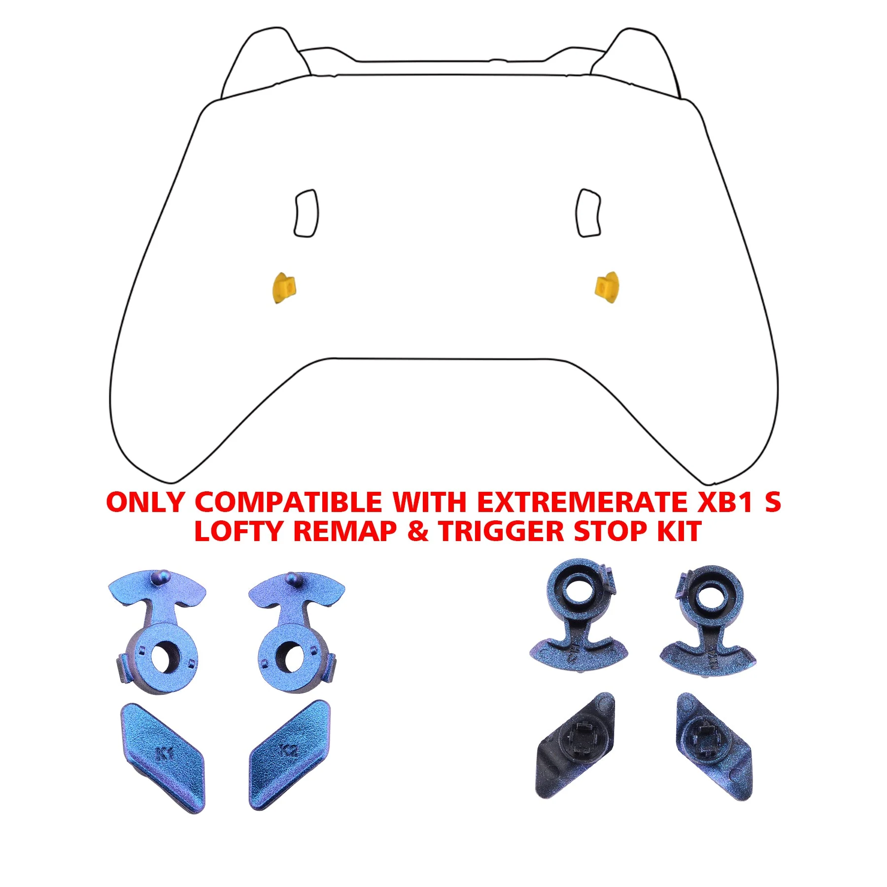 eXtremeRate Replacement Redesigned Back Buttons HK3 HK4 Trigger lock K1 K2 Paddles for eXtremeRate LOFTY Remap & Trigger Stop Kit, Compatible with Xbox One X & S Controller - Chameleon Purple Blue - Image 3