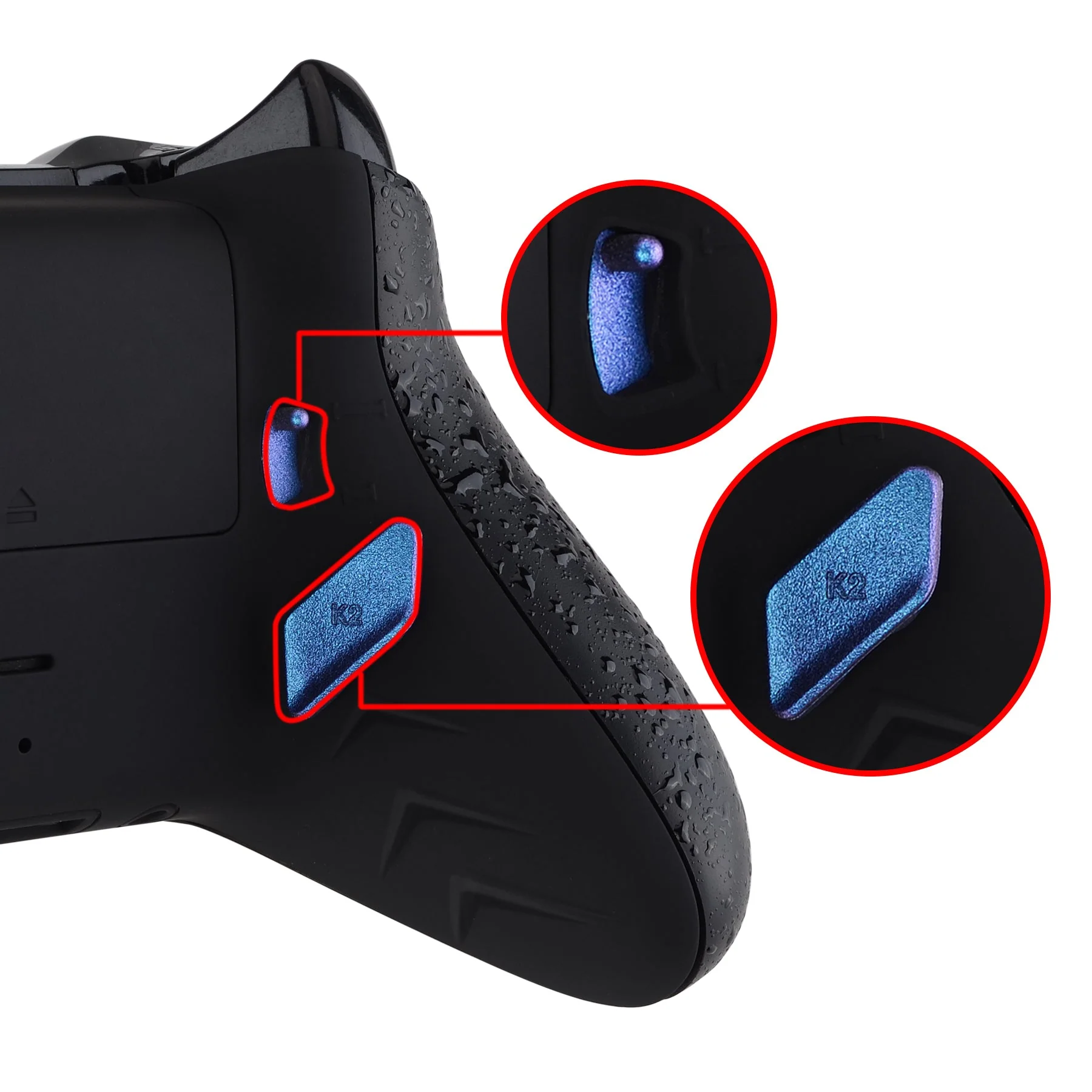 eXtremeRate Replacement Redesigned Back Buttons HK3 HK4 Trigger lock K1 K2 Paddles for eXtremeRate LOFTY Remap & Trigger Stop Kit, Compatible with Xbox One X & S Controller - Chameleon Purple Blue - Image 5