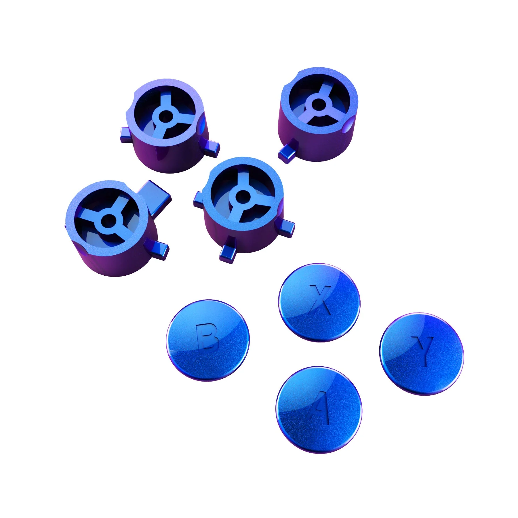 eXtremeRate Replacement Interchangeable ABXY Buttons for Nintendo Switch Pro Controller - Chameleon Purple Blue - Image 5