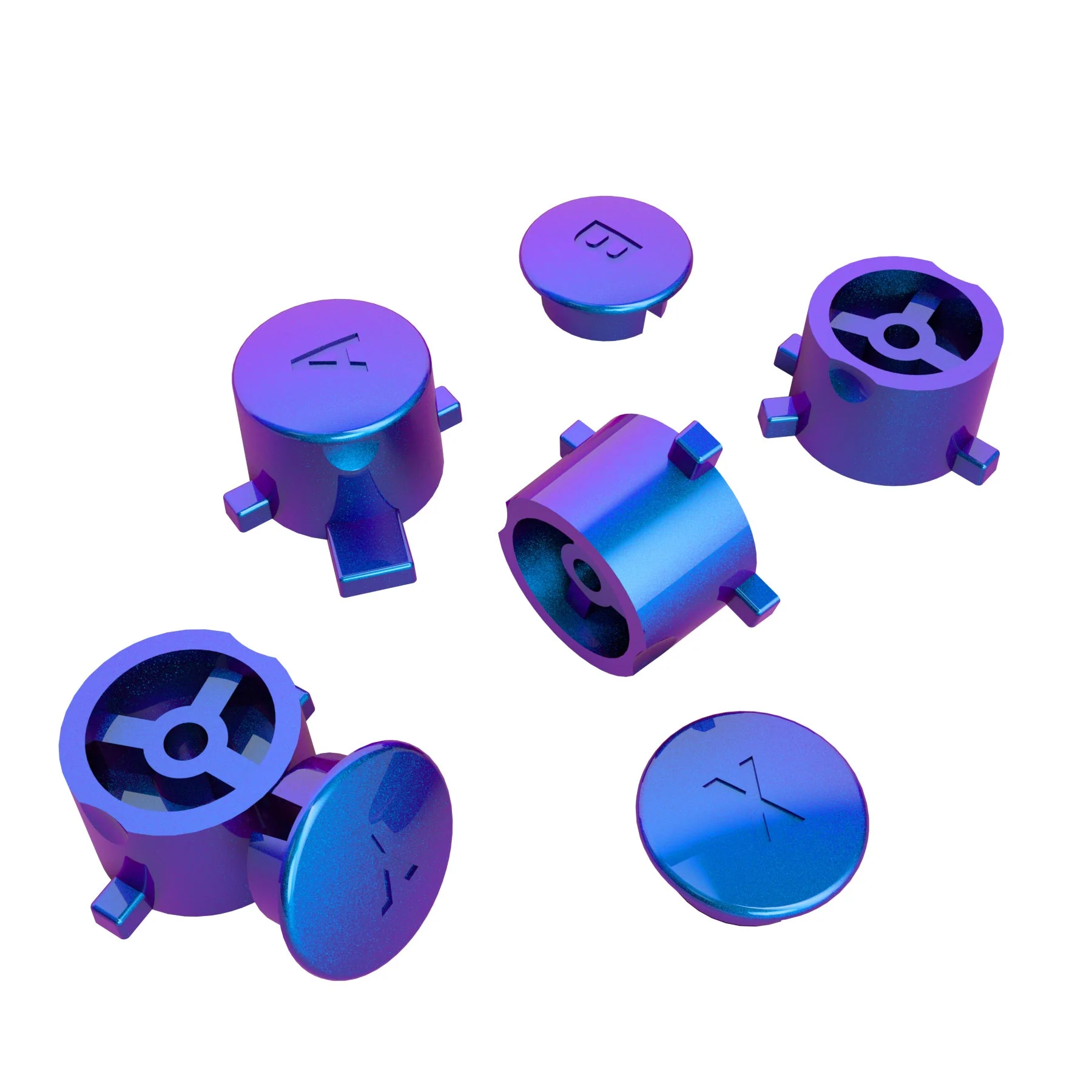 eXtremeRate Replacement Interchangeable ABXY Buttons for Nintendo Switch Pro Controller - Chameleon Purple Blue - Image 6