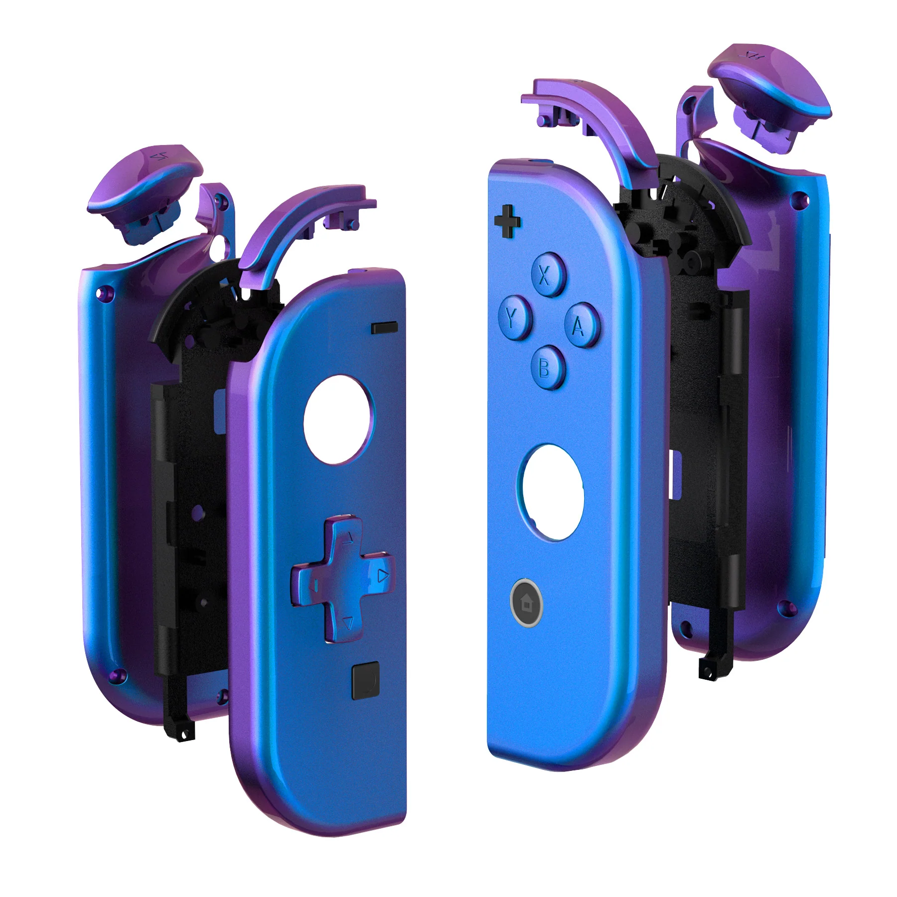 eXtremeRate Dpad Version Replacement Full Set Shell Case with Buttons for Joycon of NS Switch - Chameleon Purple Blue - Image 11