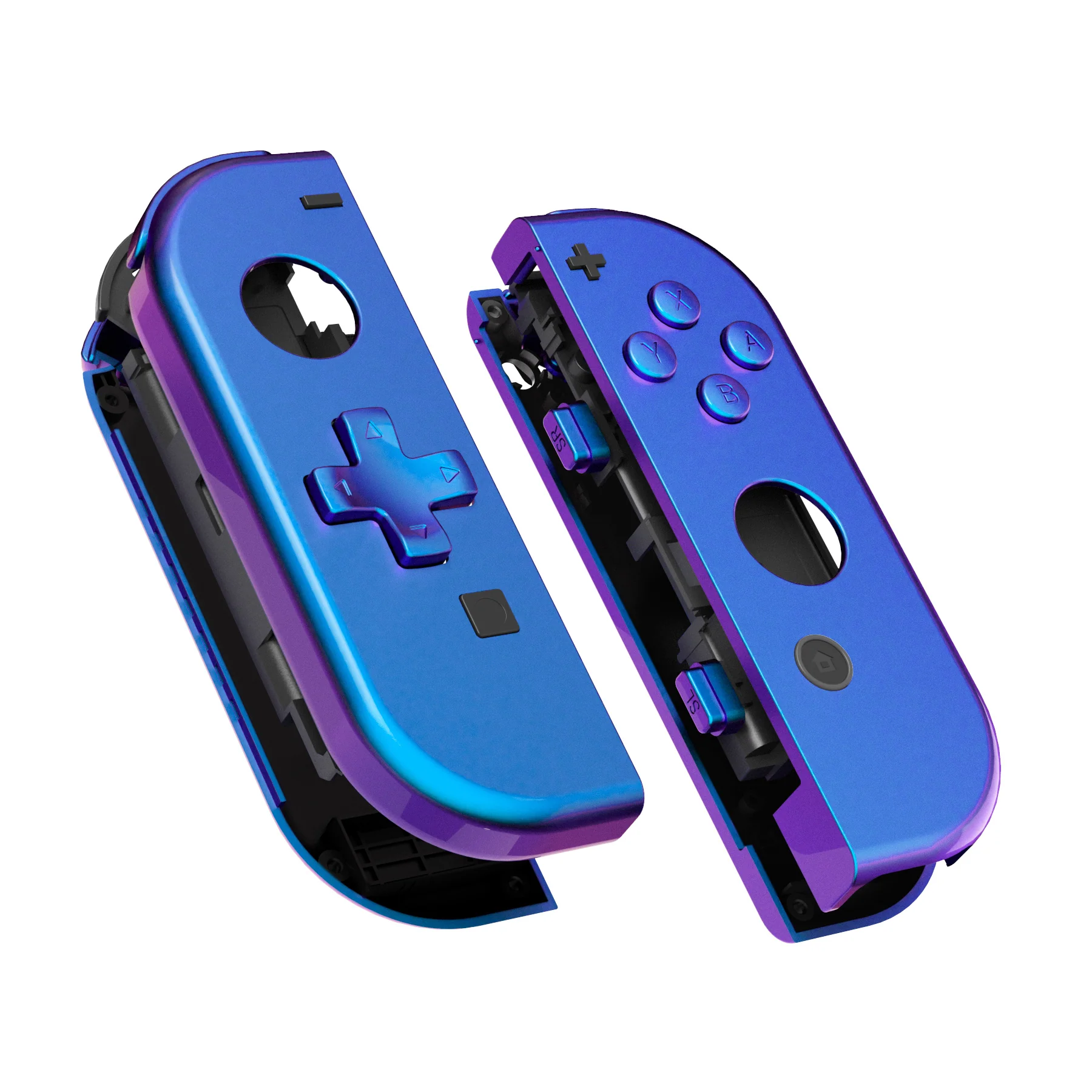 eXtremeRate Dpad Version Replacement Full Set Shell Case with Buttons for Joycon of NS Switch - Chameleon Purple Blue - Image 12
