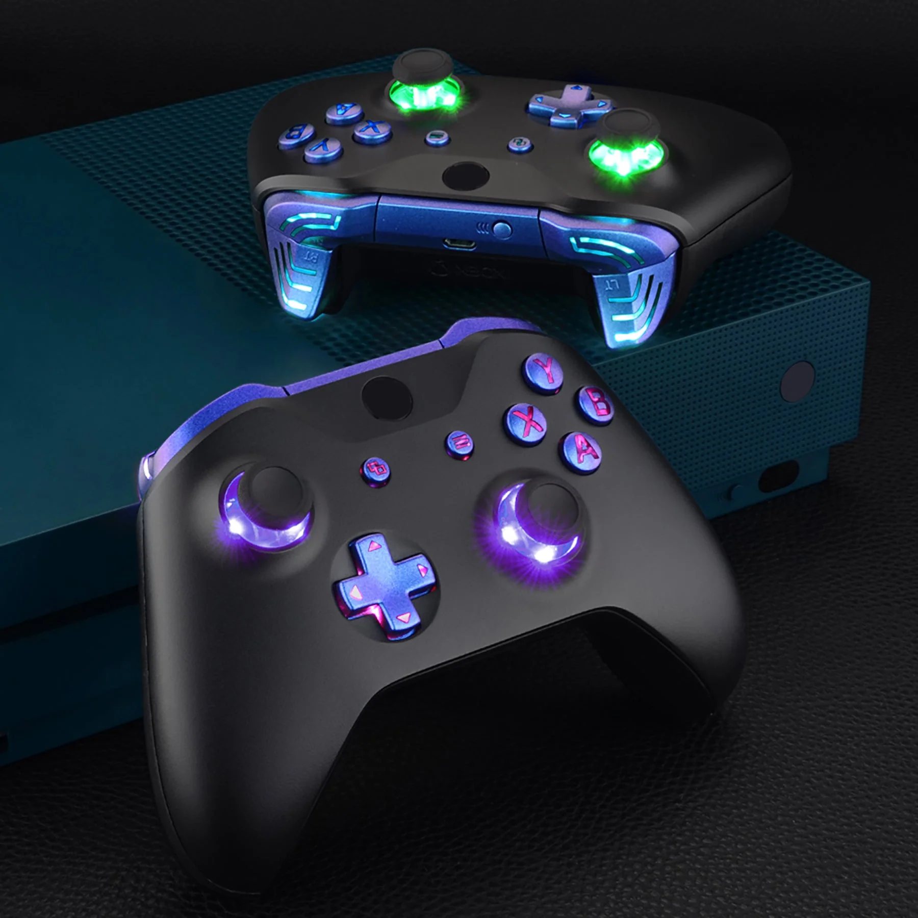 eXtremeRate Multi-Colors Luminated Buttons DTFS (DTF 2.0) LED Kit for Xbox One X & S Controller - Chameleon Purple Blue - Image 10