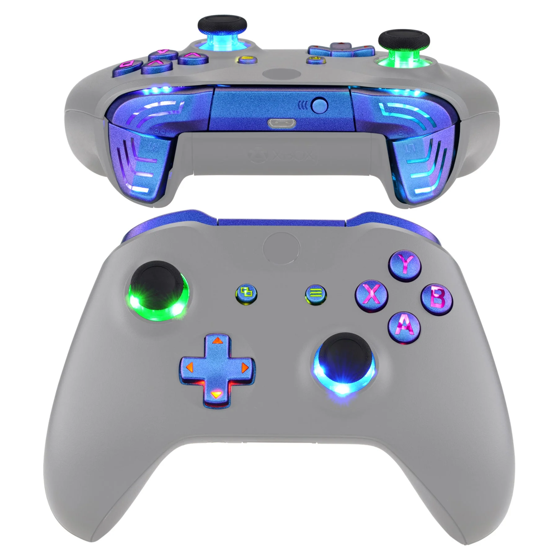 eXtremeRate Multi-Colors Luminated Buttons DTFS (DTF 2.0) LED Kit for Xbox One X & S Controller - Chameleon Purple Blue - Image 3