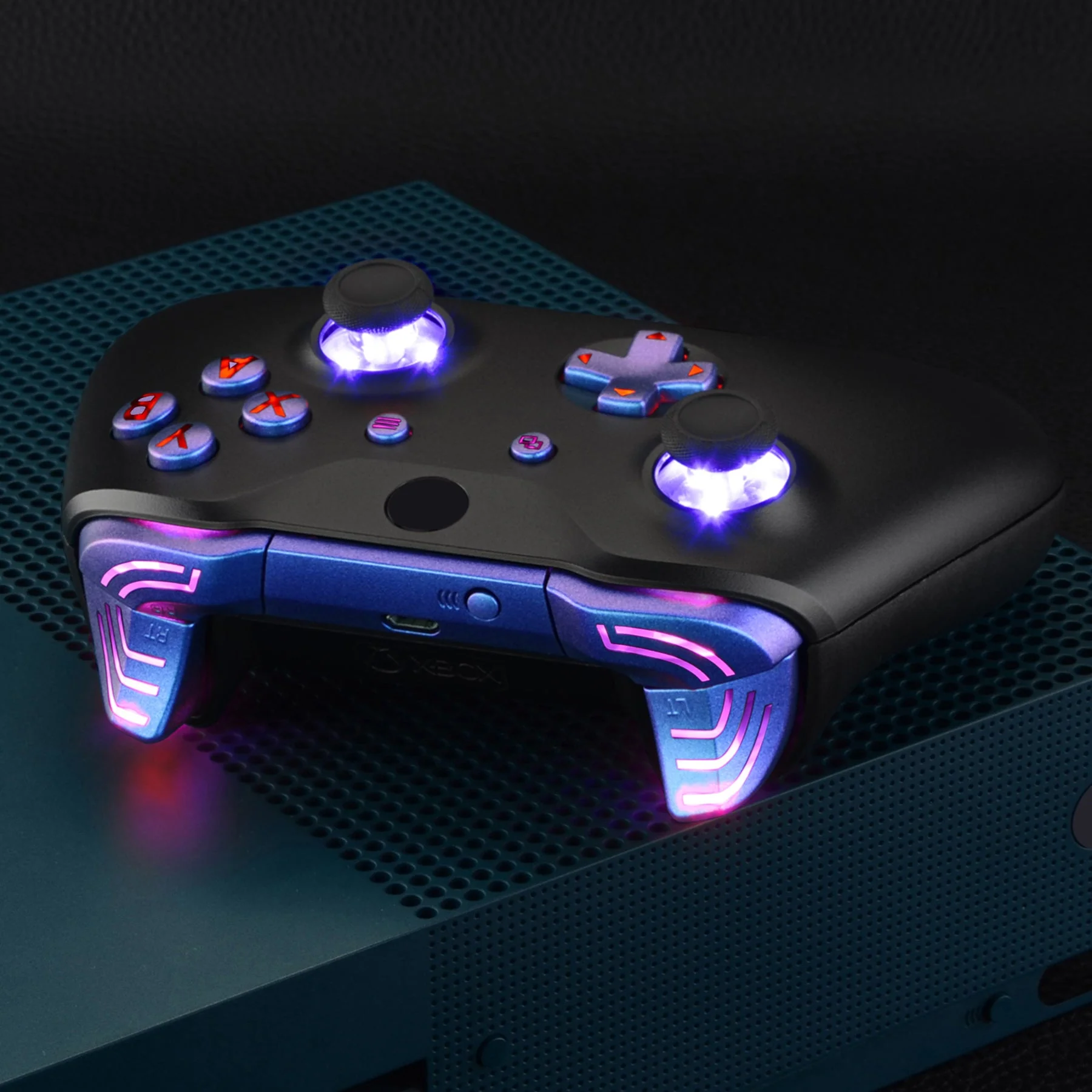eXtremeRate Multi-Colors Luminated Buttons DTFS (DTF 2.0) LED Kit for Xbox One X & S Controller - Chameleon Purple Blue - Image 8